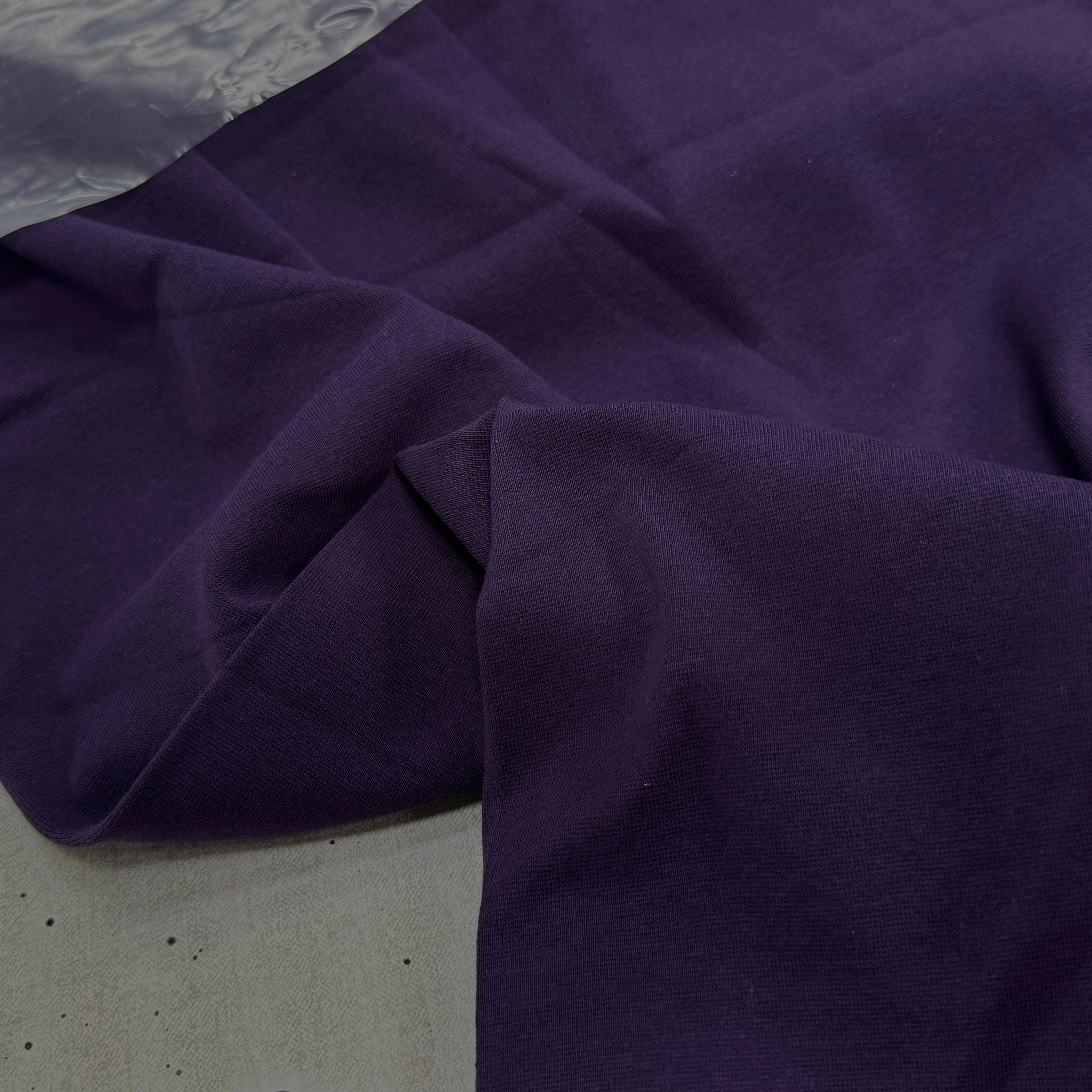 JERSEY COTON 2% ÉLASTHANNE TUBULAIRE 70CM CÔTE 1X1 PURPLE VELVET - My Little Coupon