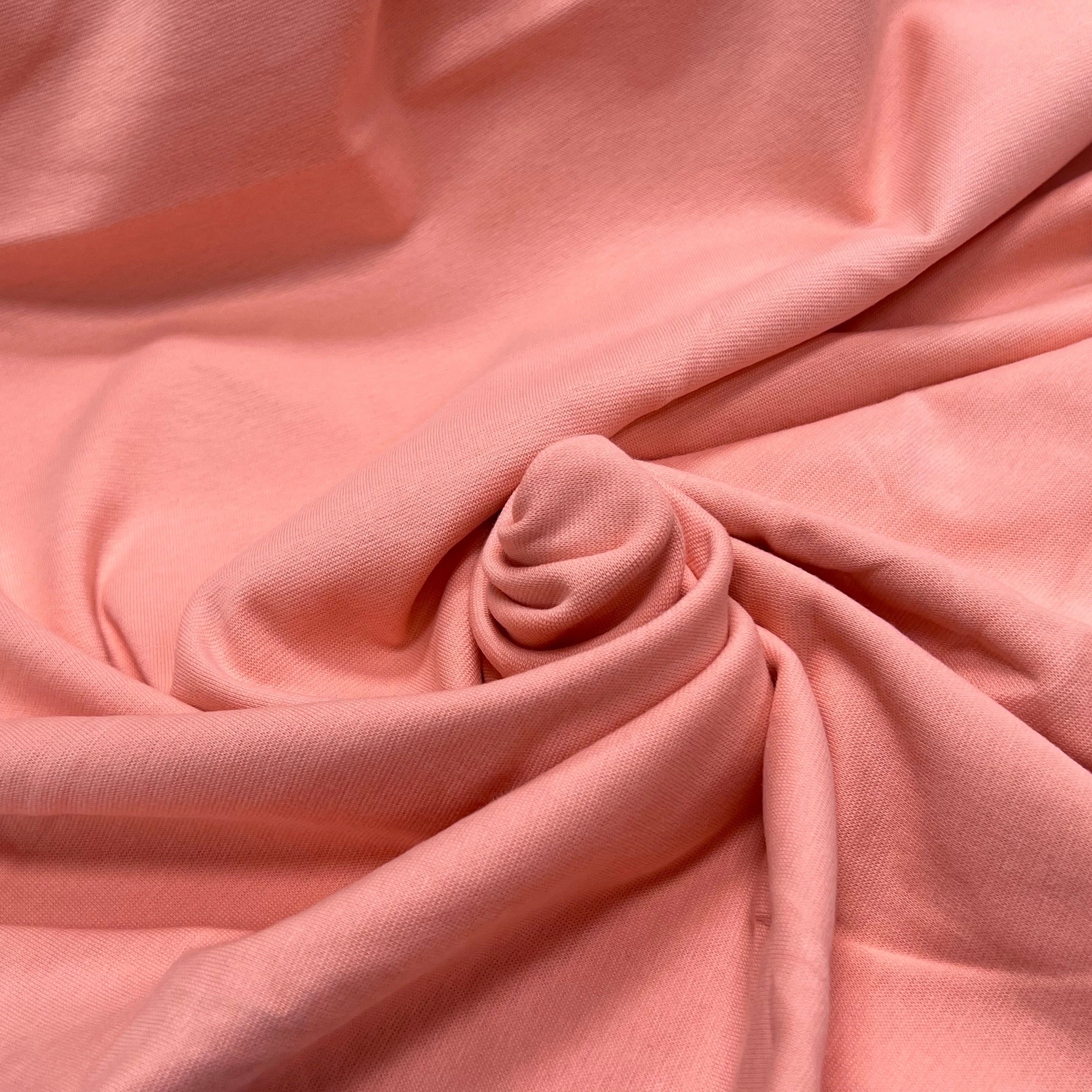 JERSEY COTON 2% ÉLASTHANNE TUBULAIRE 70CM CÔTE 1X1 ROSE CAMUSET - My Little Coupon