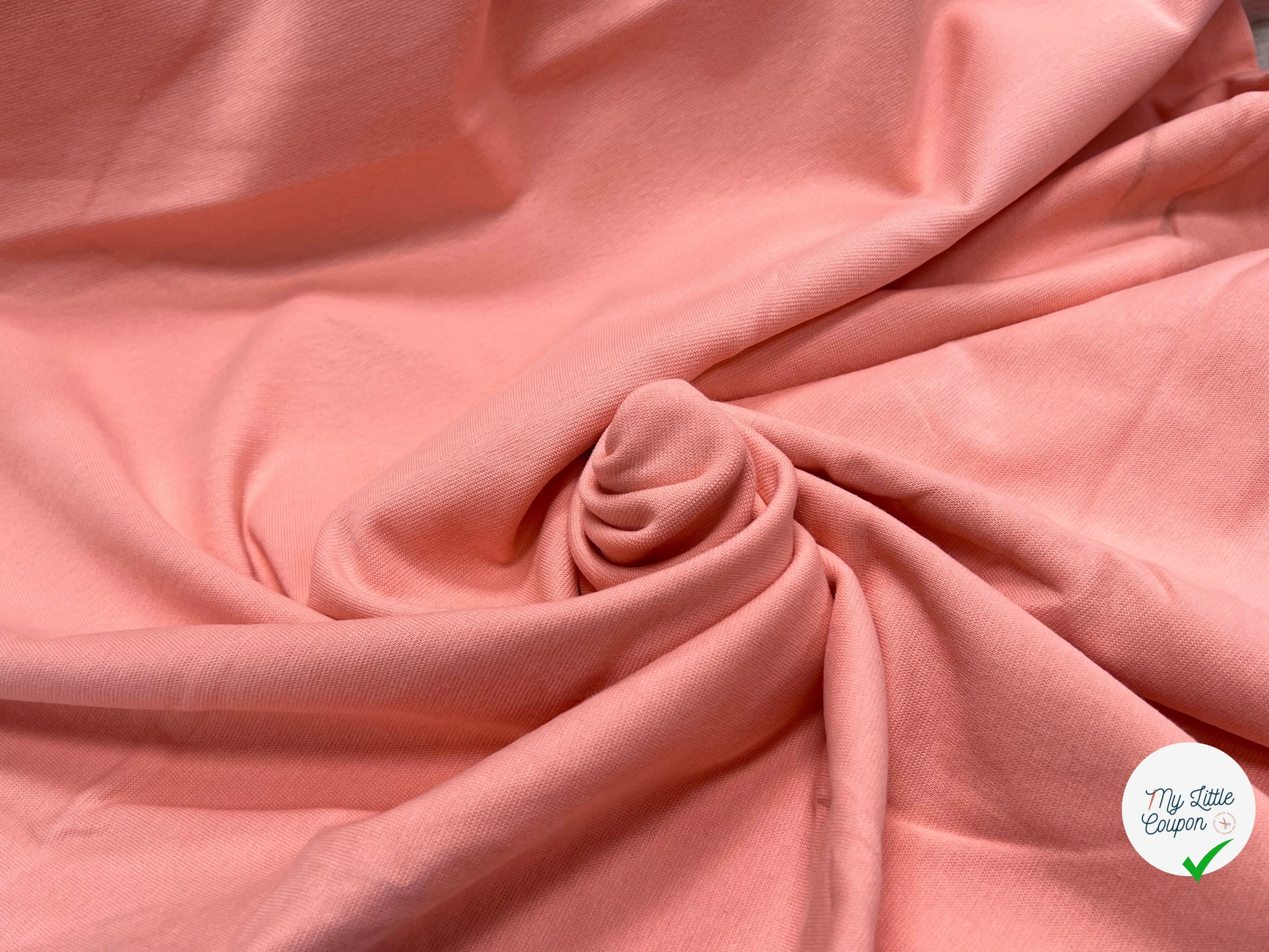 JERSEY COTON 2% ÉLASTHANNE TUBULAIRE 70CM CÔTE 1X1 ROSE CAMUSET - My Little Coupon
