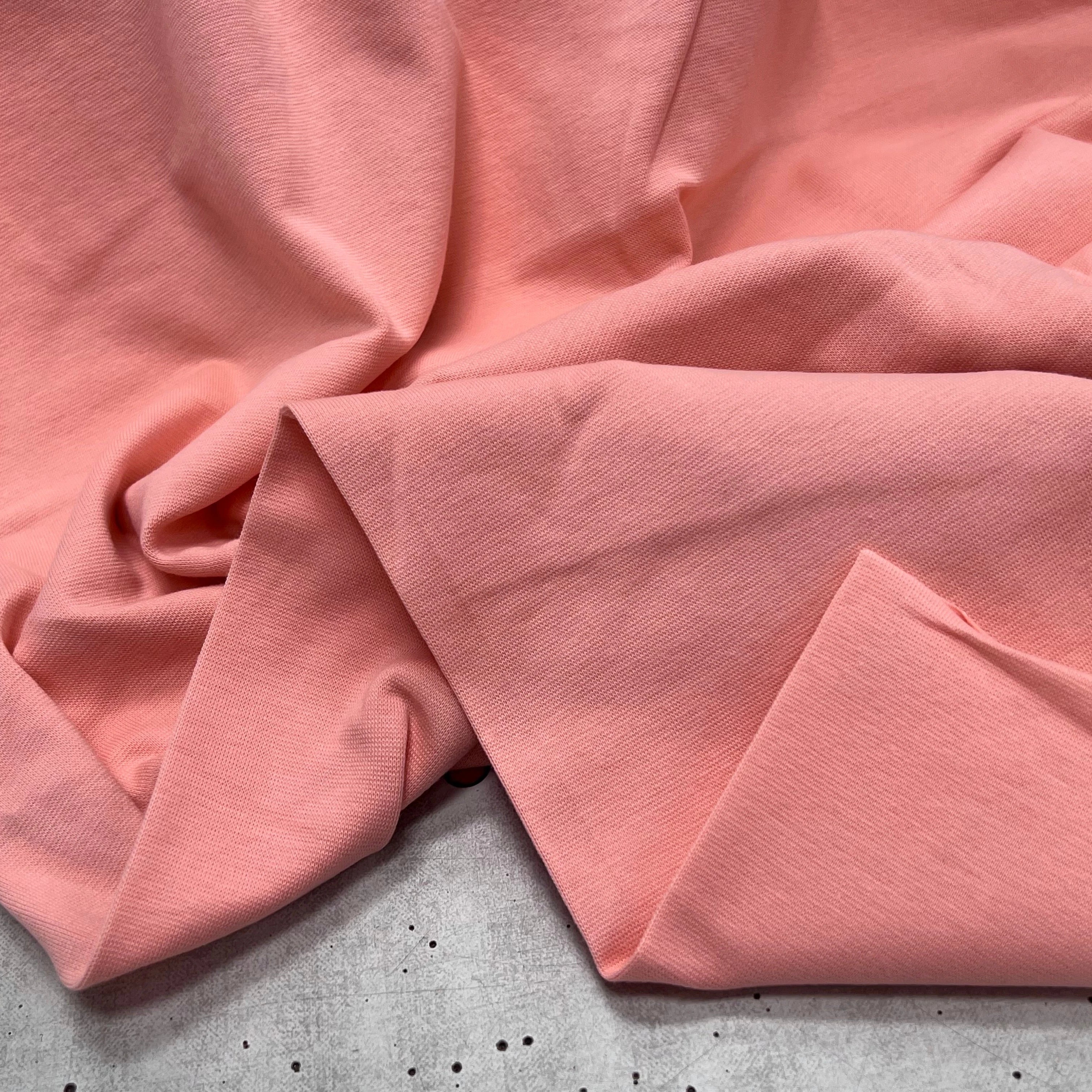 JERSEY COTON 2% ÉLASTHANNE TUBULAIRE 70CM CÔTE 1X1 ROSE CAMUSET - My Little Coupon