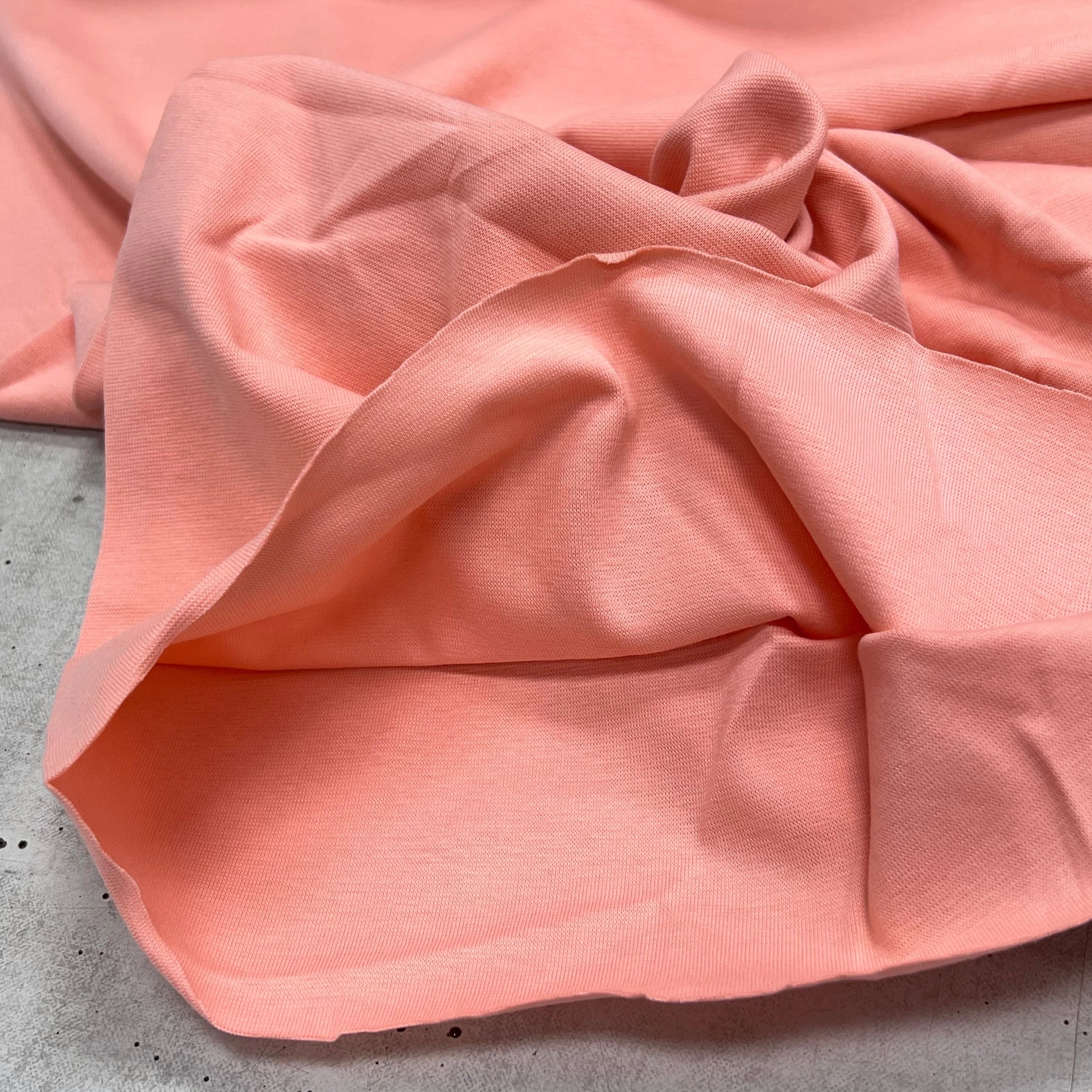 JERSEY COTON 2% ÉLASTHANNE TUBULAIRE 70CM CÔTE 1X1 ROSE CAMUSET - My Little Coupon