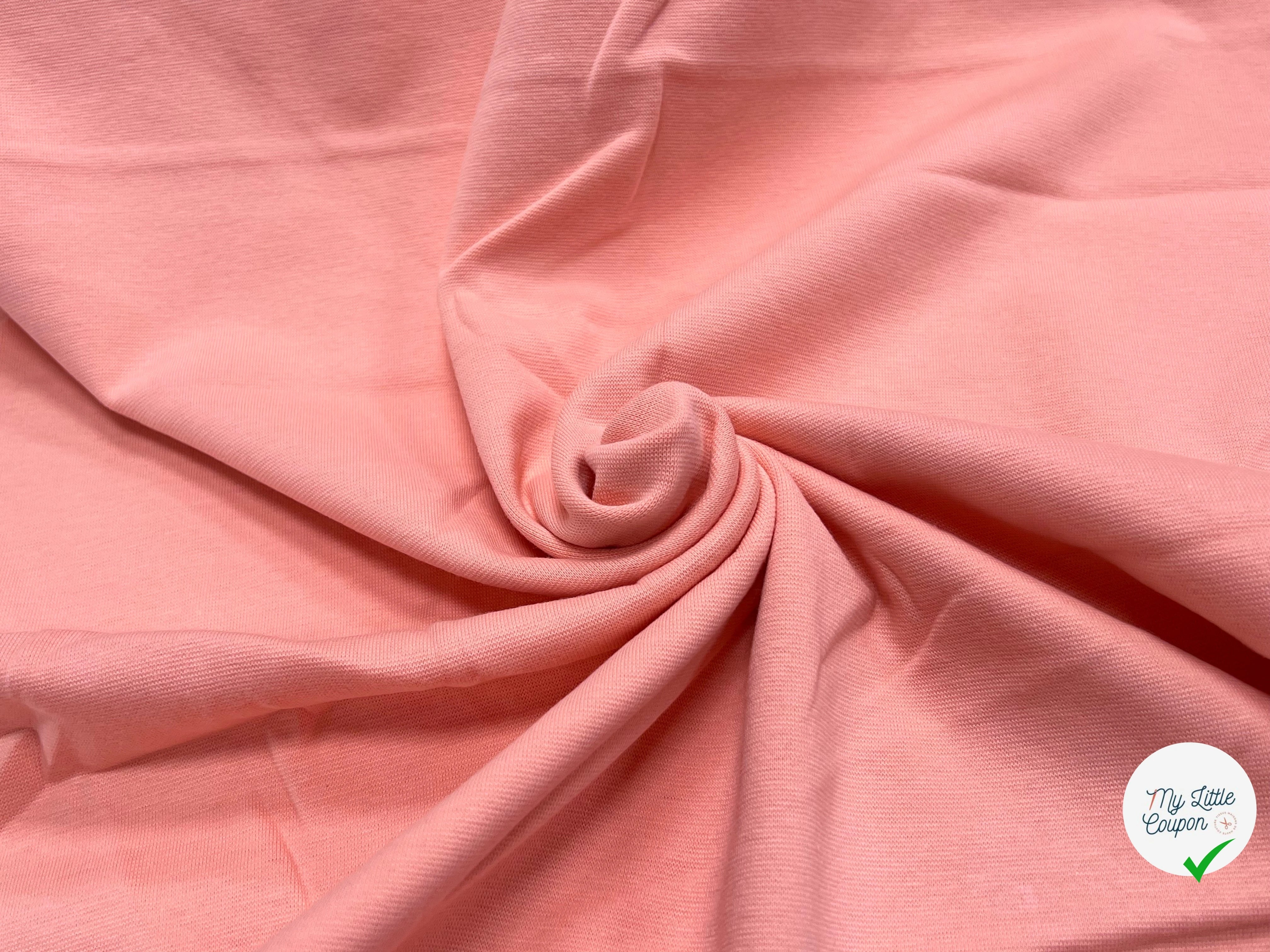 JERSEY COTON 2% ÉLASTHANNE TUBULAIRE 70CM CÔTE 1X1 ROSE CAMUSET - My Little Coupon