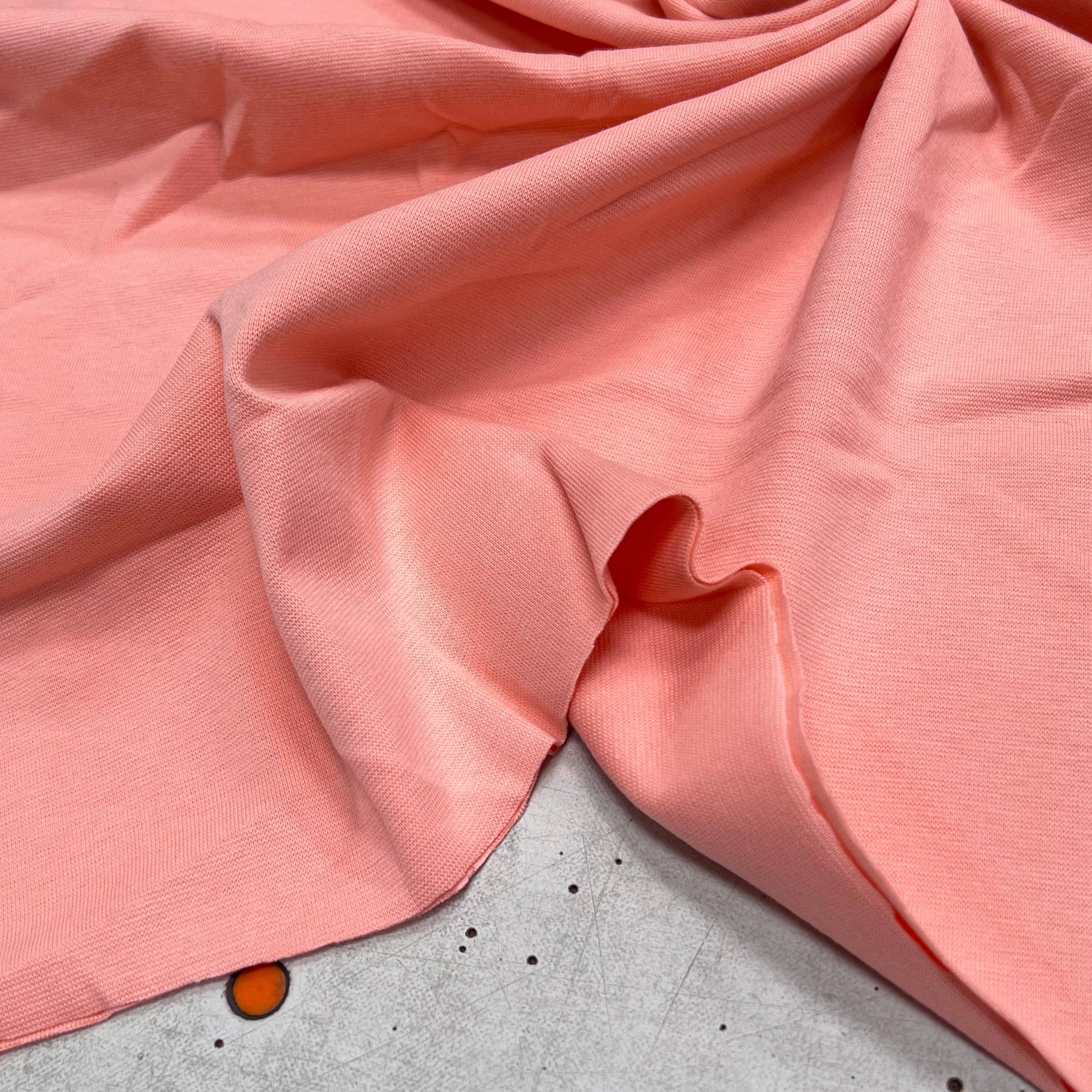 JERSEY COTON 2% ÉLASTHANNE TUBULAIRE 70CM CÔTE 1X1 ROSE CAMUSET - My Little Coupon