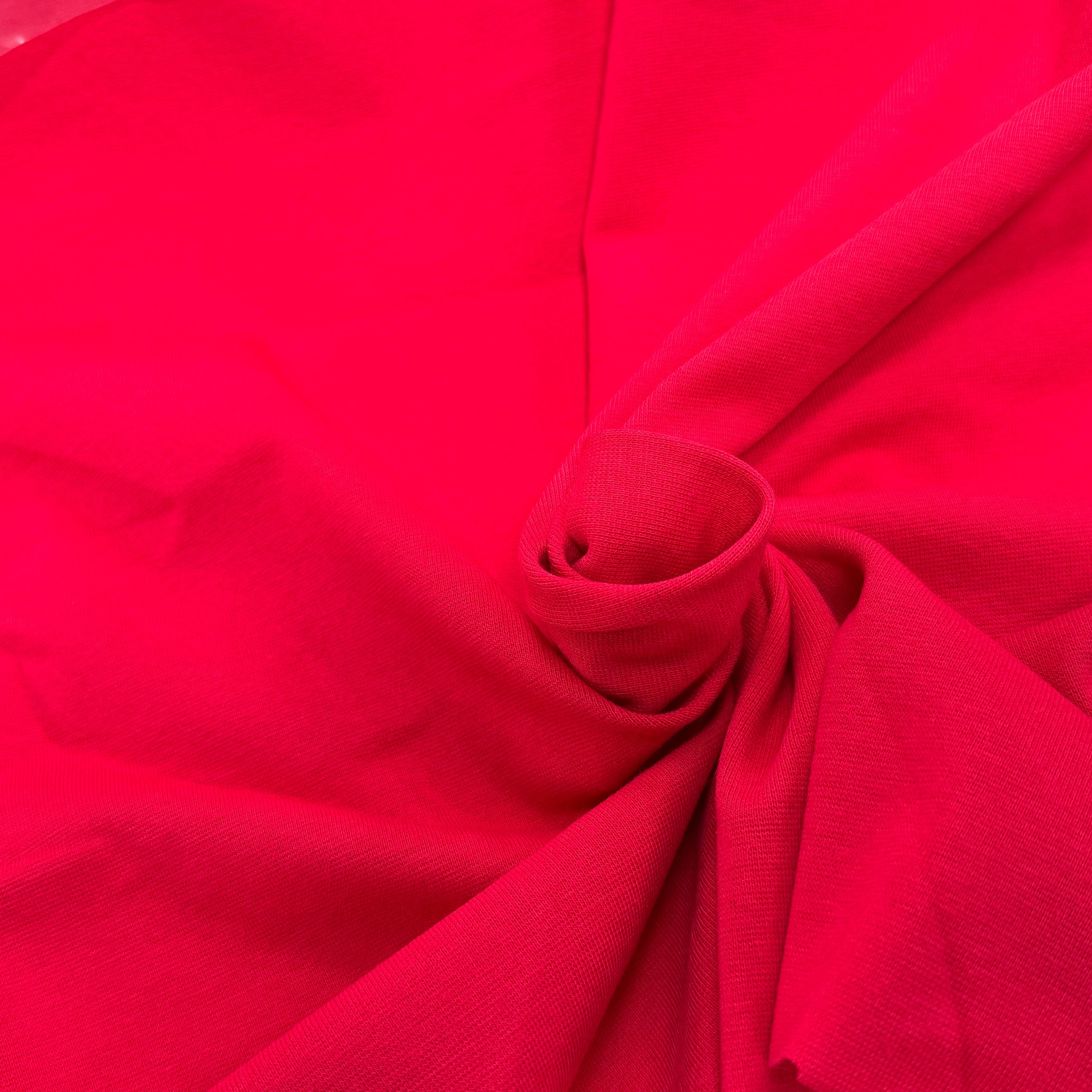 JERSEY COTON 2% ÉLASTHANNE TUBULAIRE 70CM CÔTE 1X1 ROUGE CAMUSET - My Little Coupon