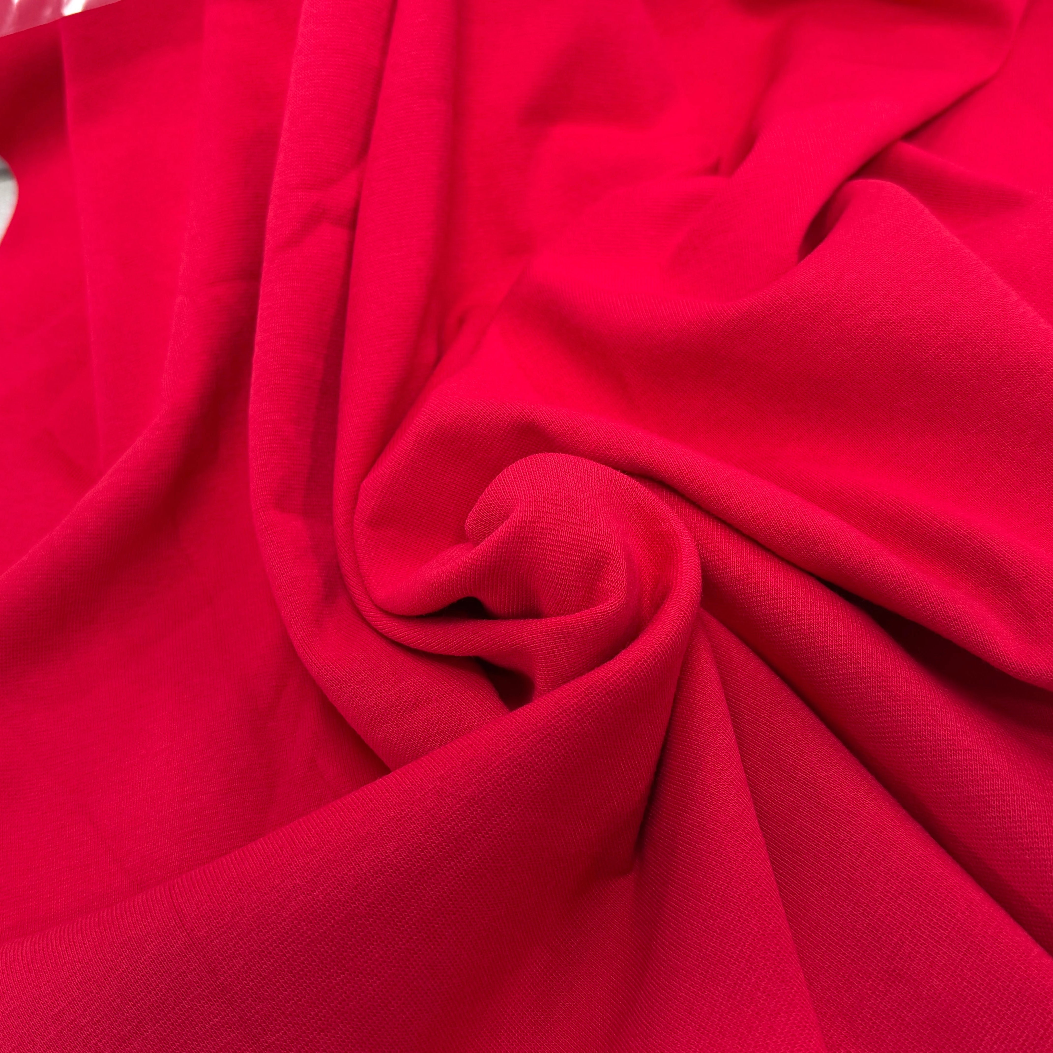 JERSEY COTON 2% ÉLASTHANNE TUBULAIRE 70CM CÔTE 1X1 ROUGE CAMUSET - My Little Coupon