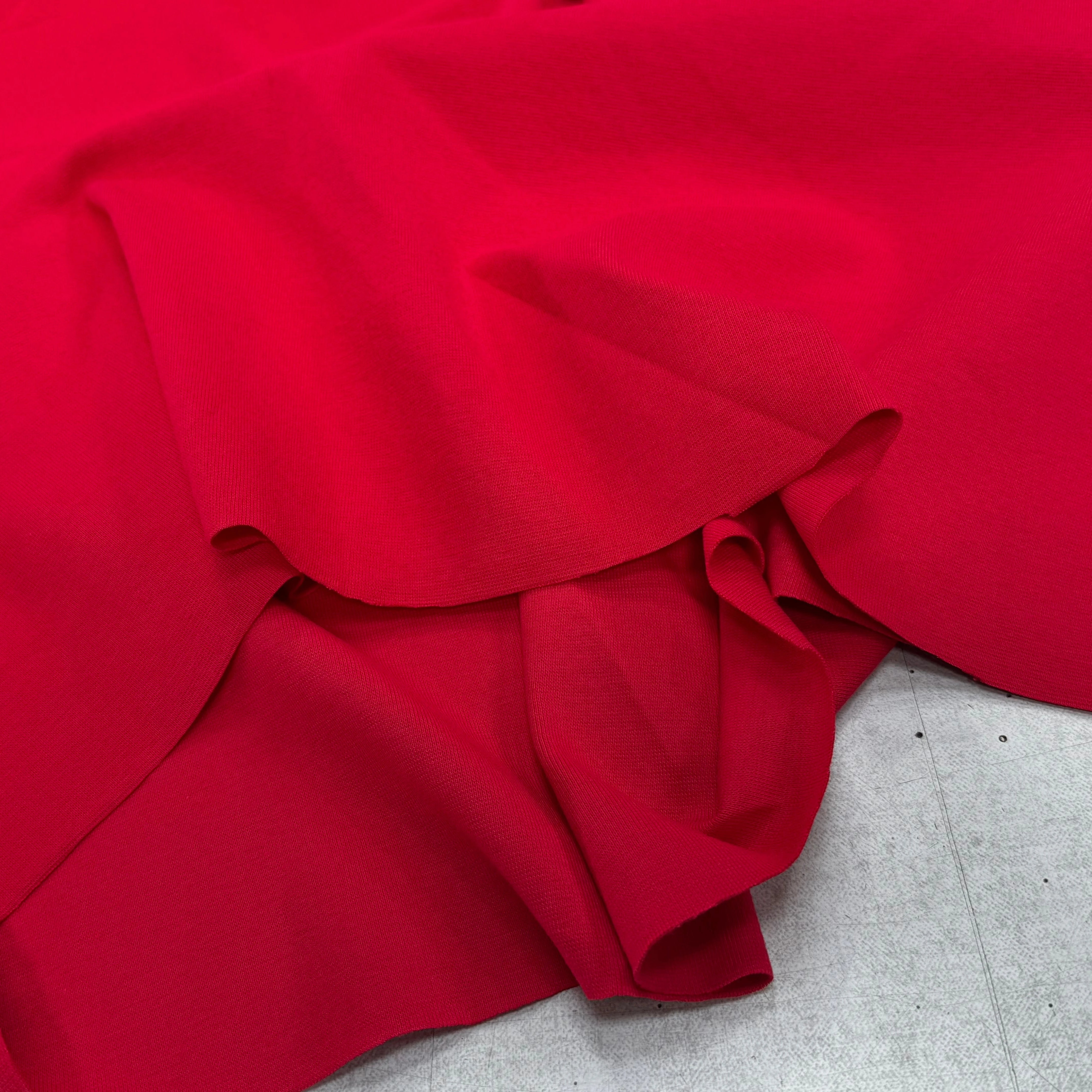 JERSEY COTON 2% ÉLASTHANNE TUBULAIRE 70CM CÔTE 1X1 ROUGE CAMUSET - My Little Coupon