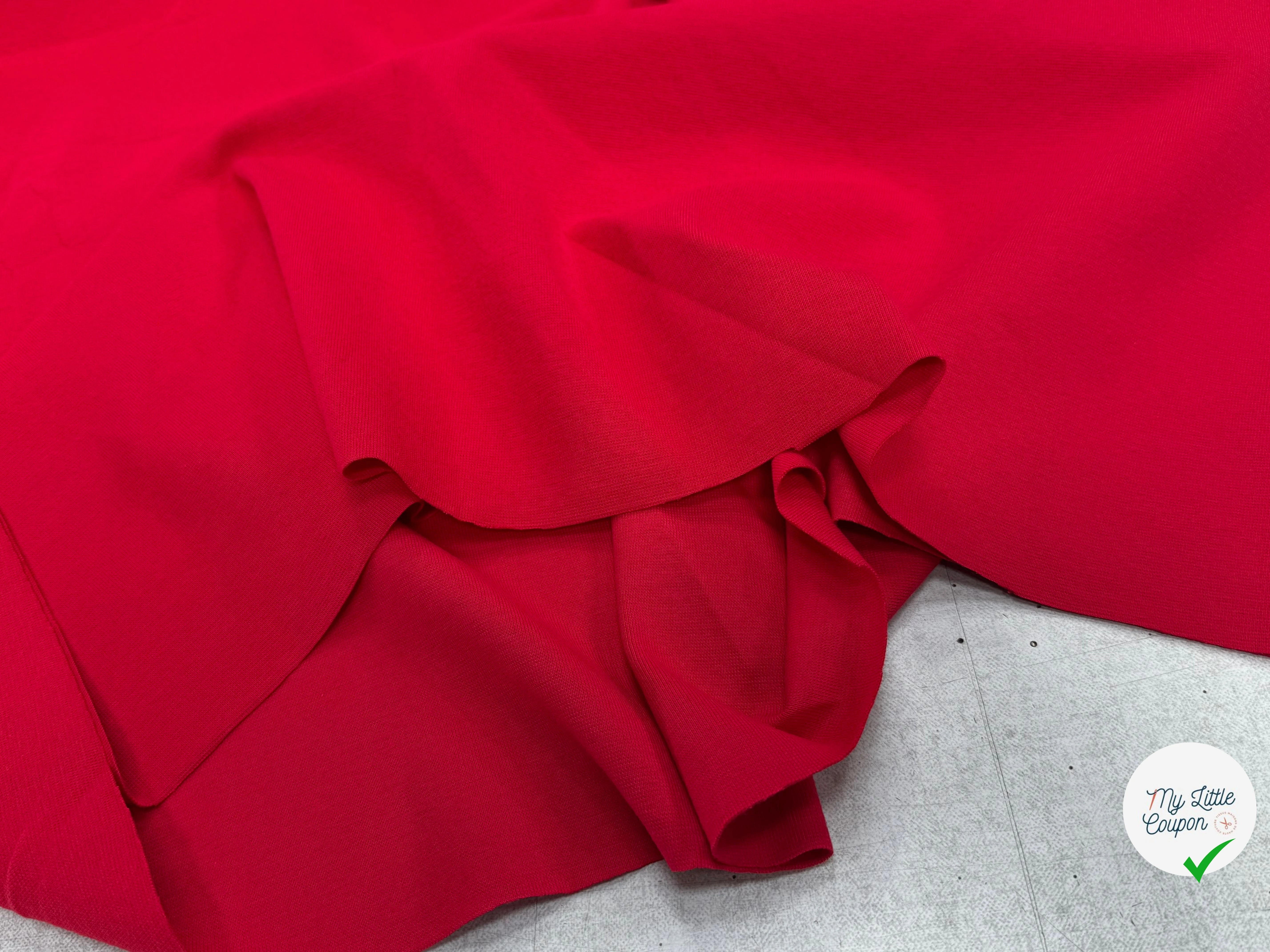 JERSEY COTON 2% ÉLASTHANNE TUBULAIRE 70CM CÔTE 1X1 ROUGE CAMUSET - My Little Coupon