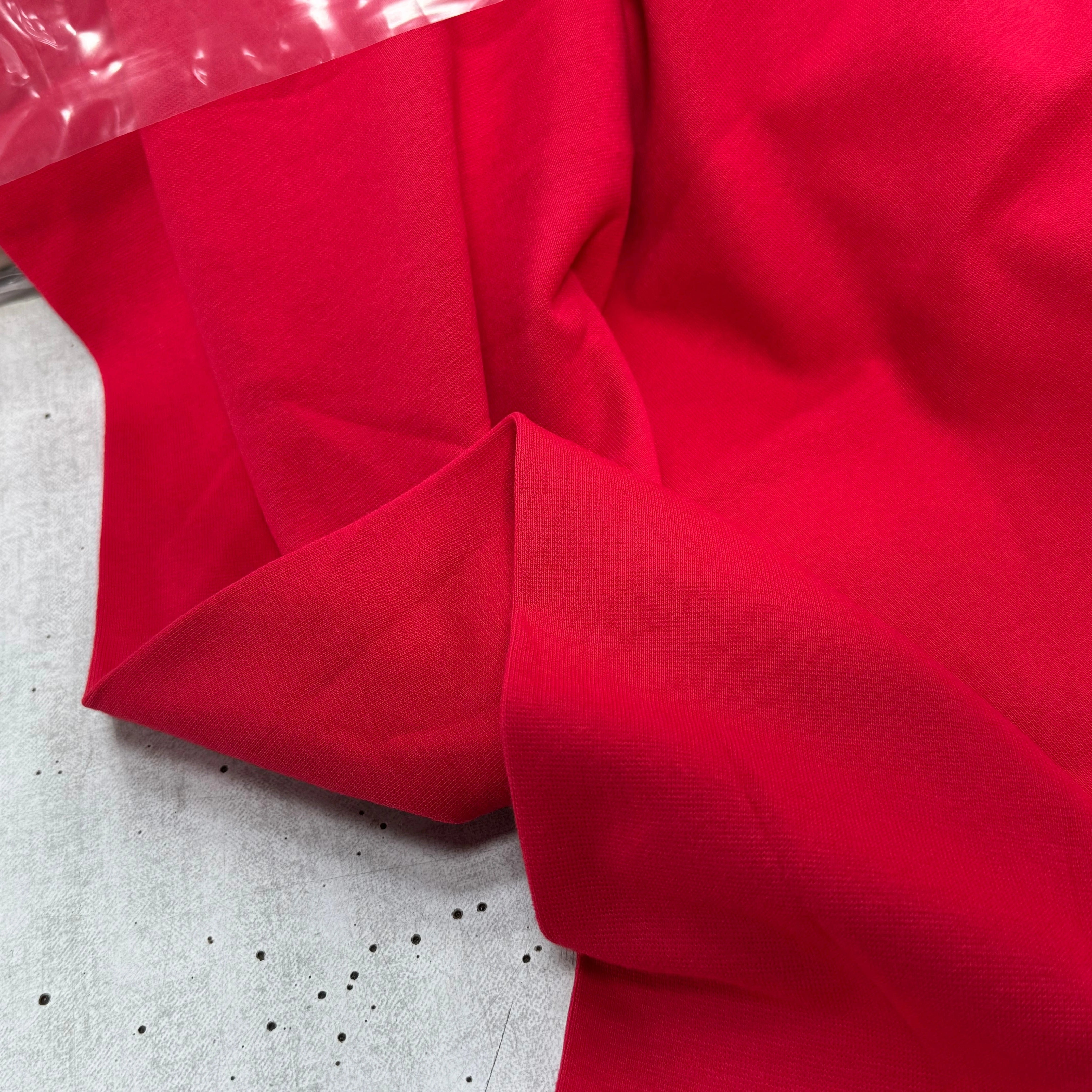 JERSEY COTON 2% ÉLASTHANNE TUBULAIRE 70CM CÔTE 1X1 ROUGE CAMUSET - My Little Coupon