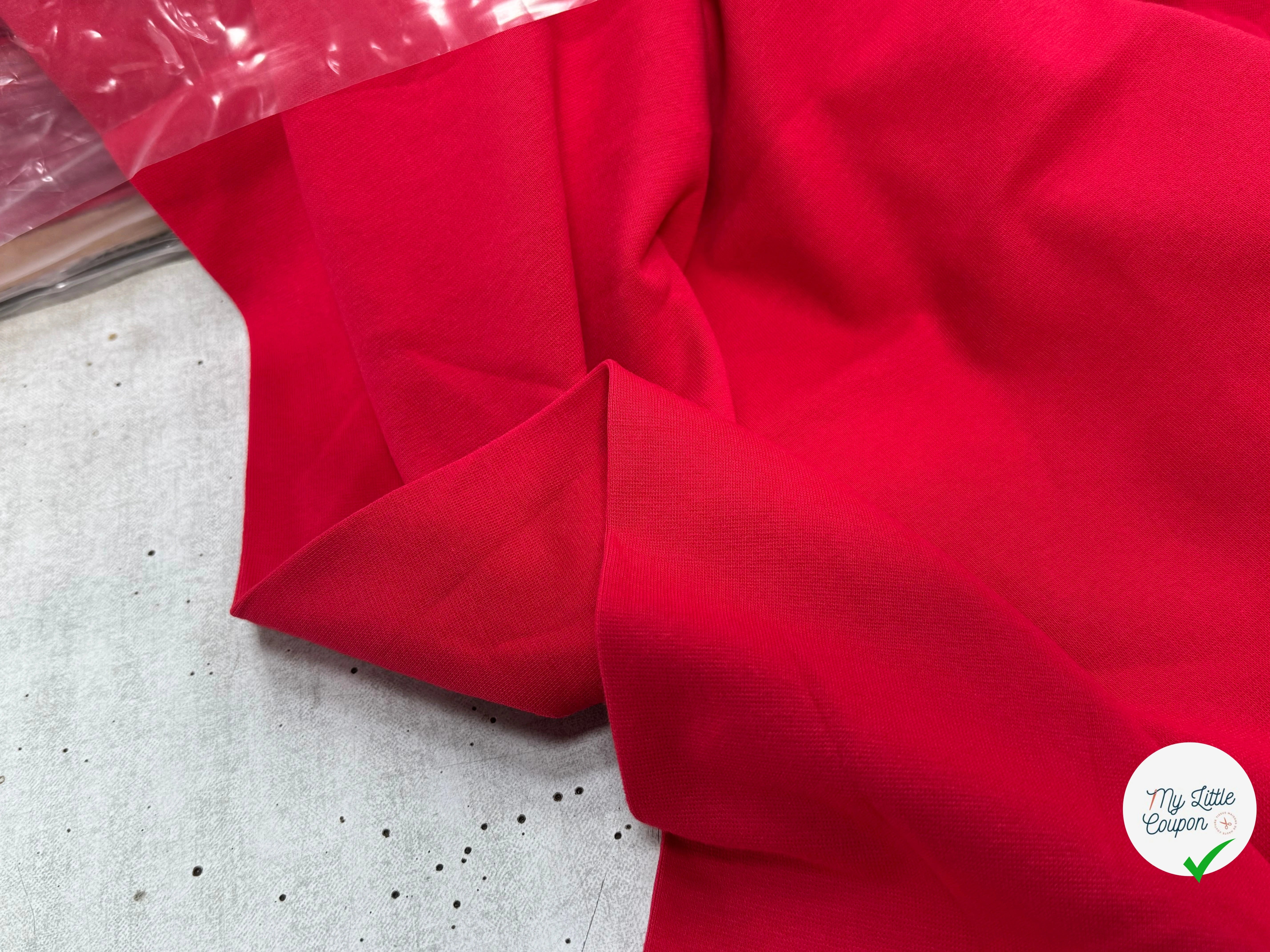 JERSEY COTON 2% ÉLASTHANNE TUBULAIRE 70CM CÔTE 1X1 ROUGE CAMUSET - My Little Coupon