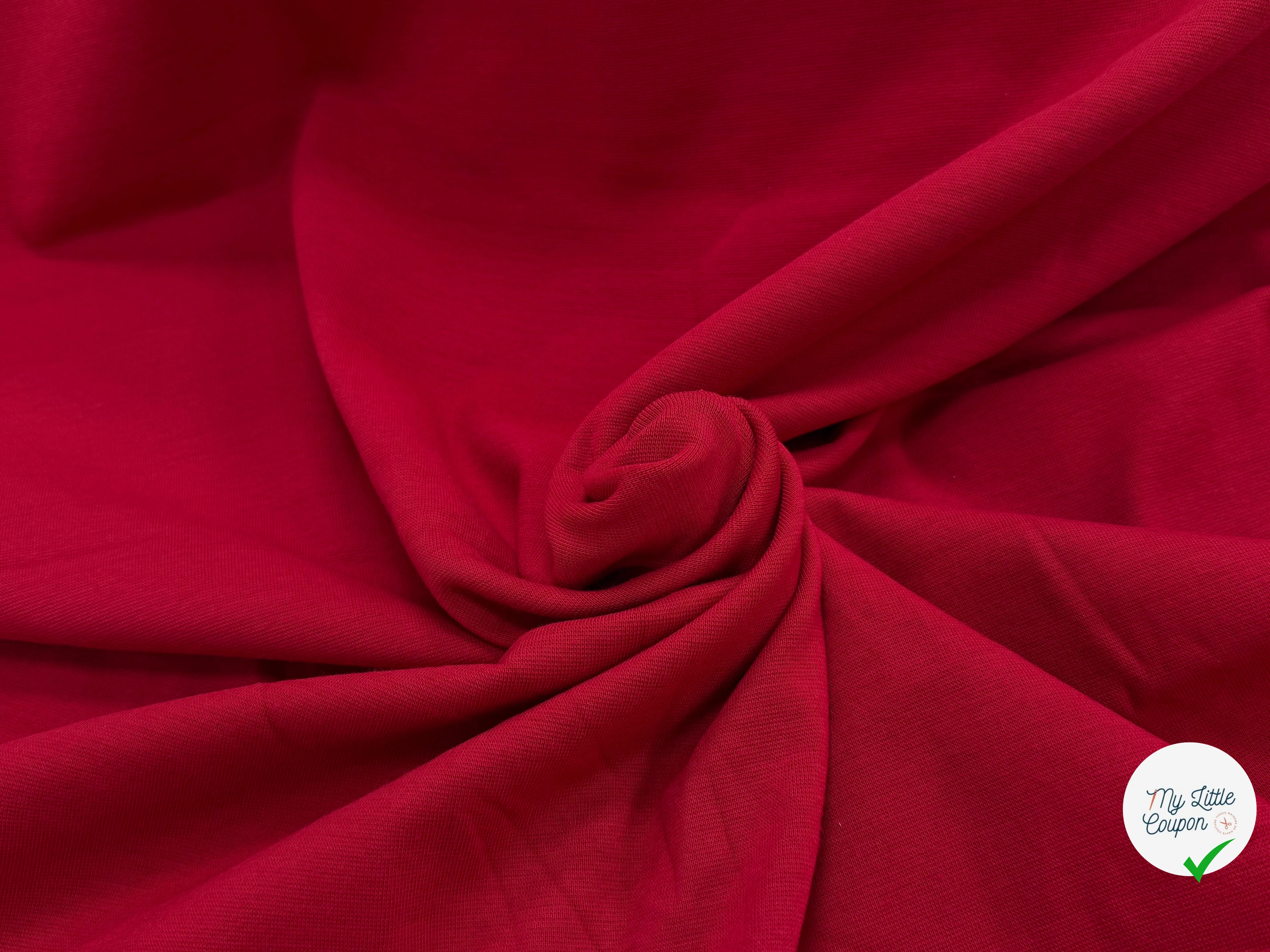 JERSEY COTON 2% ÉLASTHANNE TUBULAIRE 70CM CÔTE 1X1 SAWI RED - My Little Coupon
