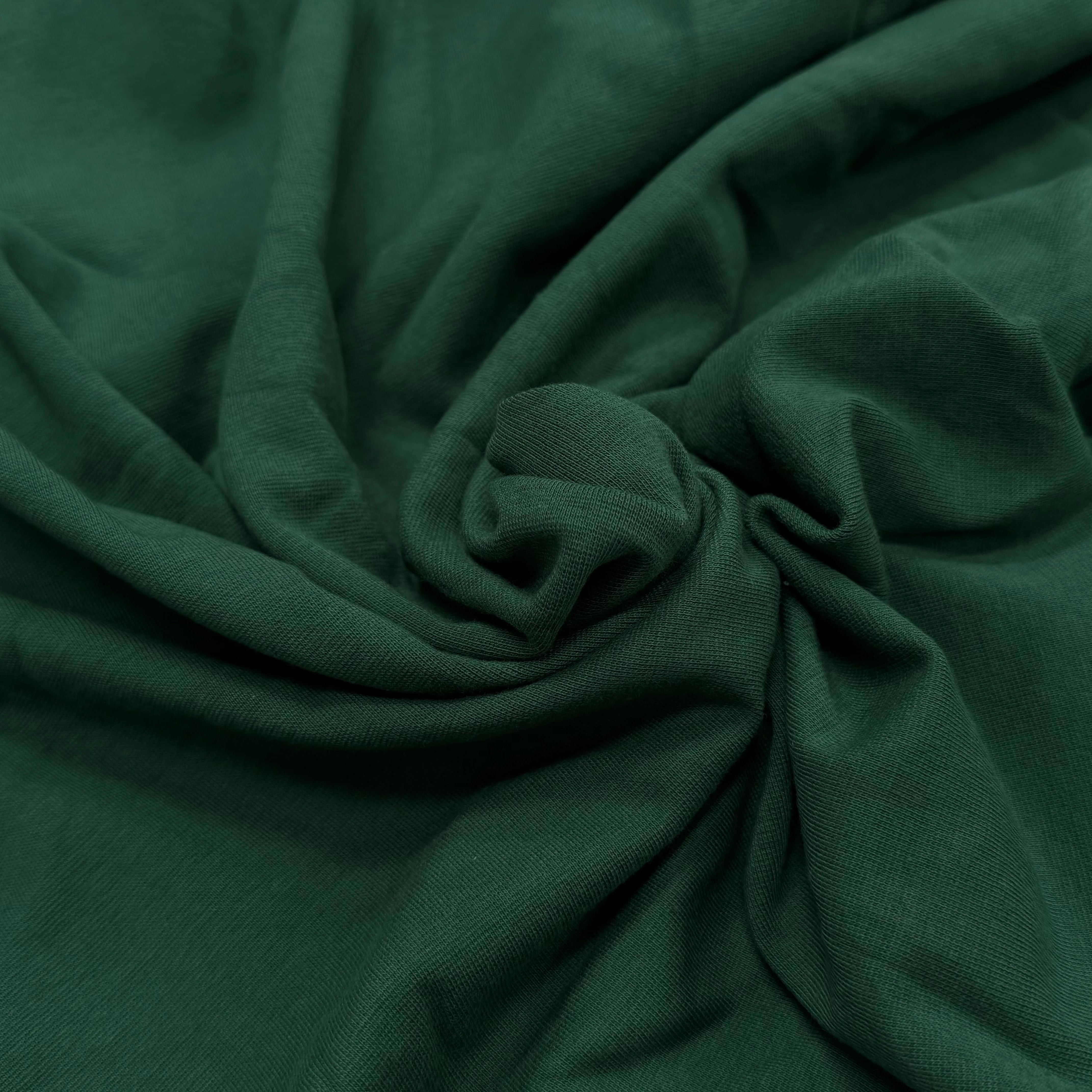 JERSEY COTON 2% ÉLASTHANNE TUBULAIRE 70CM CÔTE 1X1 VERT FONCÉ CAMUSET - My Little Coupon