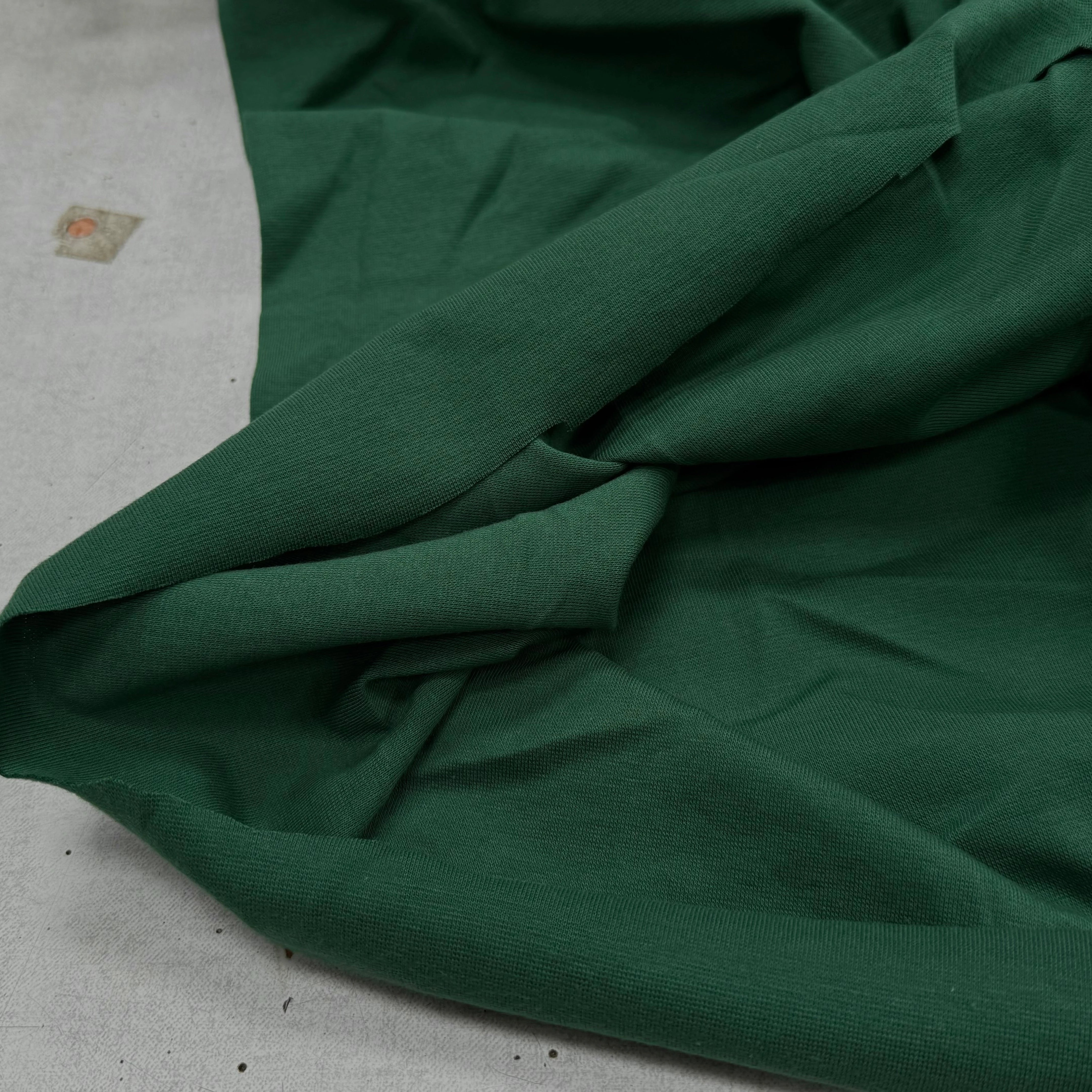 JERSEY COTON 2% ÉLASTHANNE TUBULAIRE 70CM CÔTE 1X1 VERT FONCÉ CAMUSET - My Little Coupon