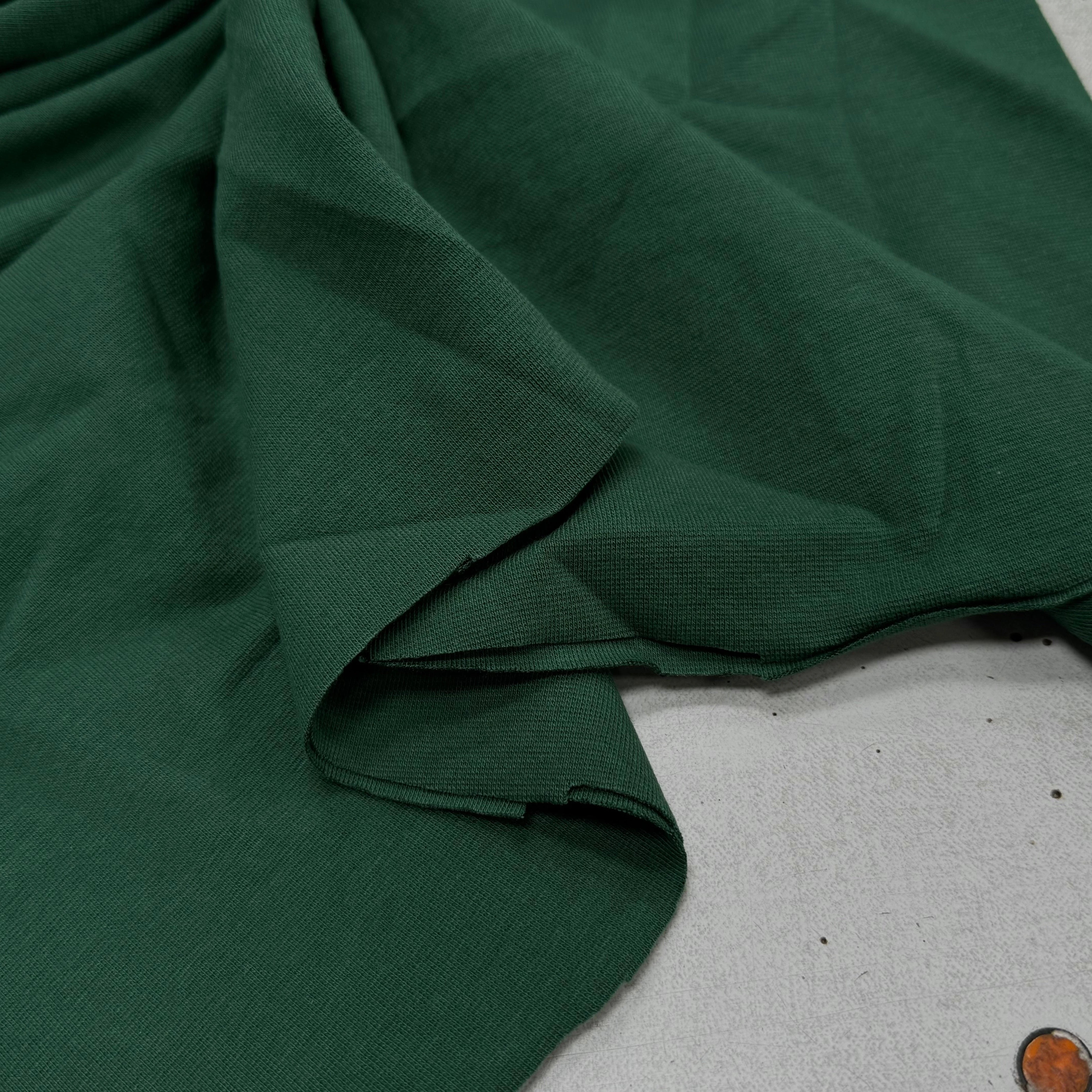 JERSEY COTON 2% ÉLASTHANNE TUBULAIRE 70CM CÔTE 1X1 VERT FONCÉ CAMUSET - My Little Coupon