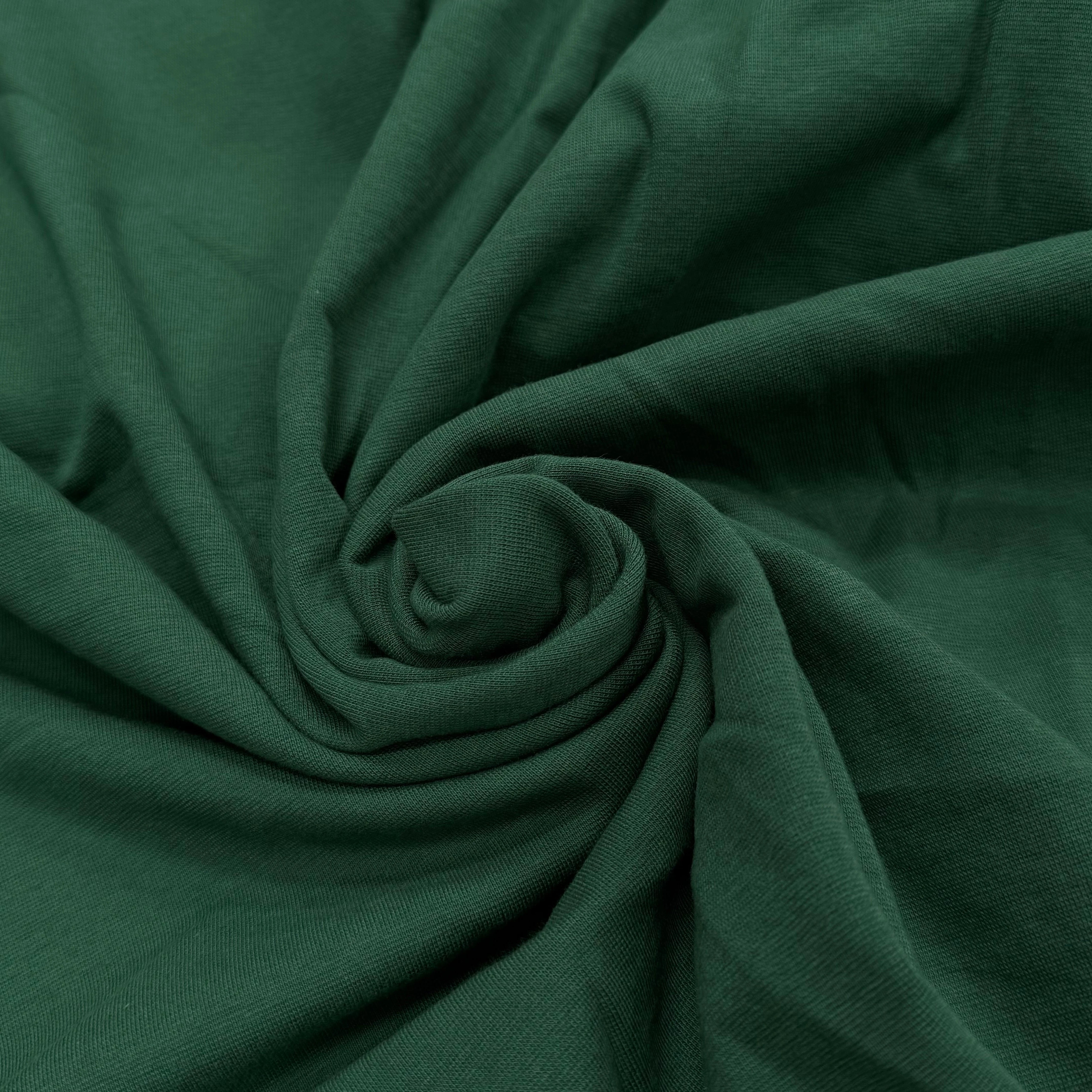 JERSEY COTON 2% ÉLASTHANNE TUBULAIRE 70CM CÔTE 1X1 VERT FONCÉ CAMUSET - My Little Coupon
