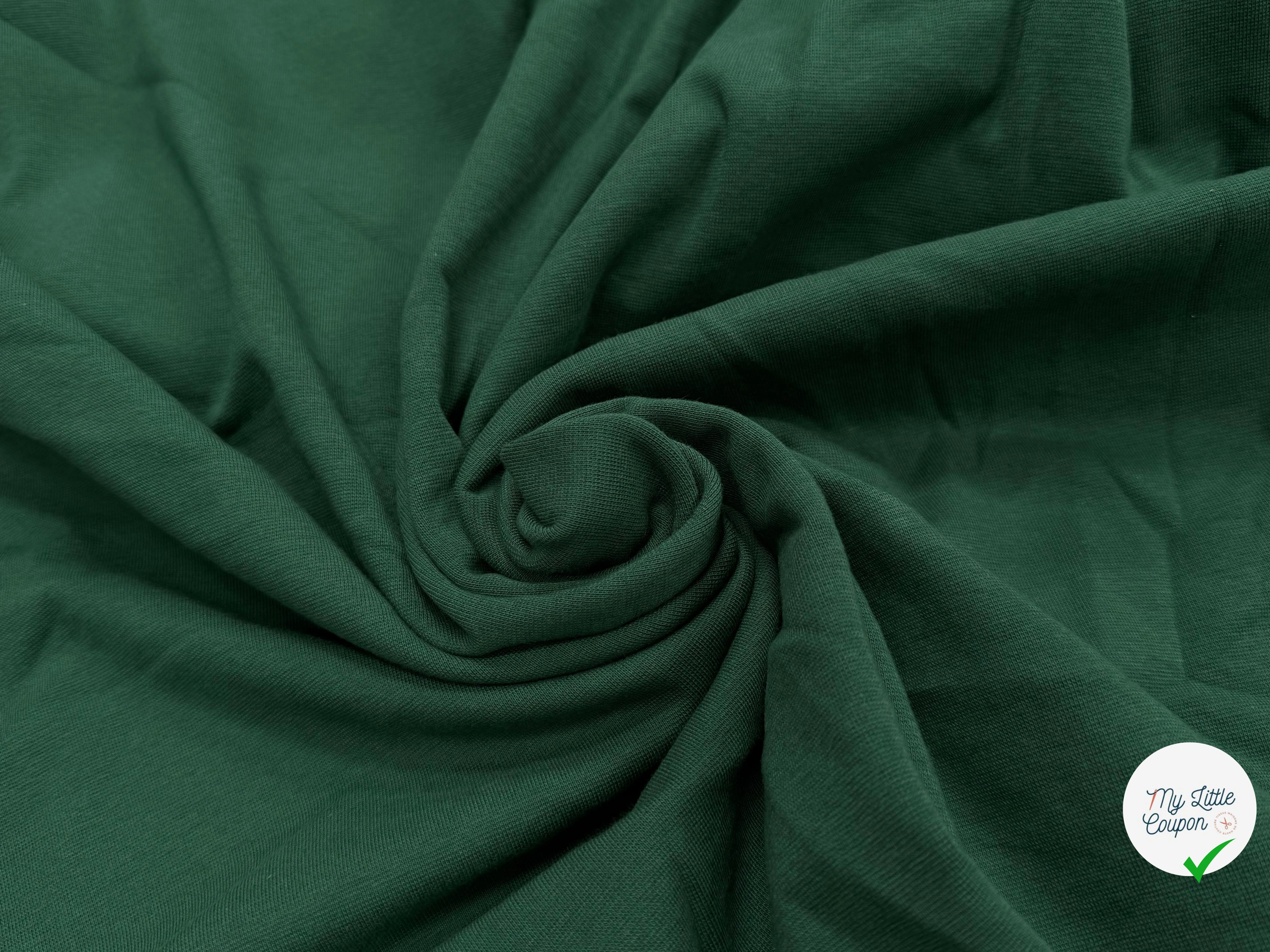 JERSEY COTON 2% ÉLASTHANNE TUBULAIRE 70CM CÔTE 1X1 VERT FONCÉ CAMUSET - My Little Coupon