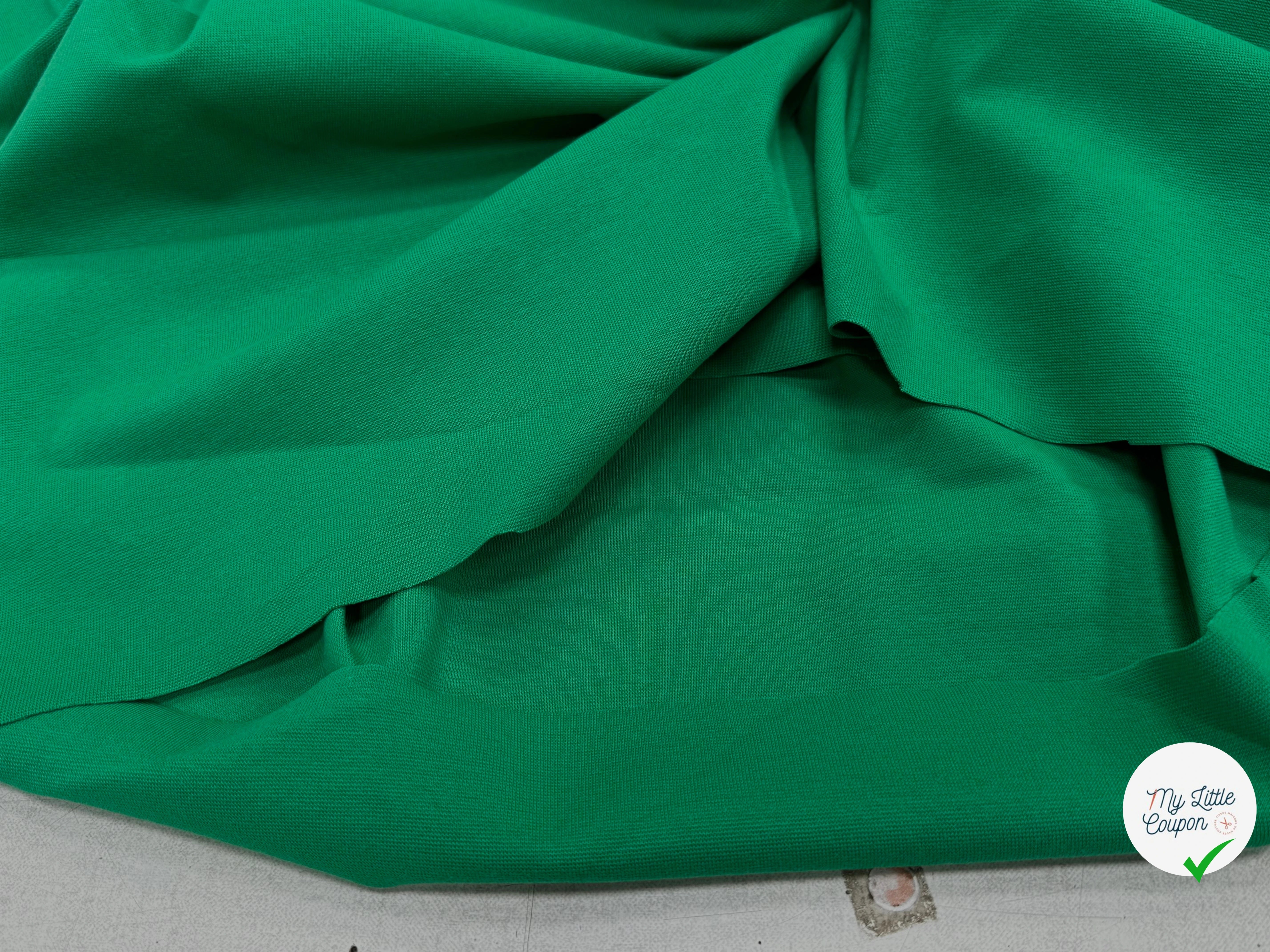 JERSEY COTON 2% ÉLASTHANNE TUBULAIRE 70CM CÔTE 1X1 VERT FOREZ - My Little Coupon