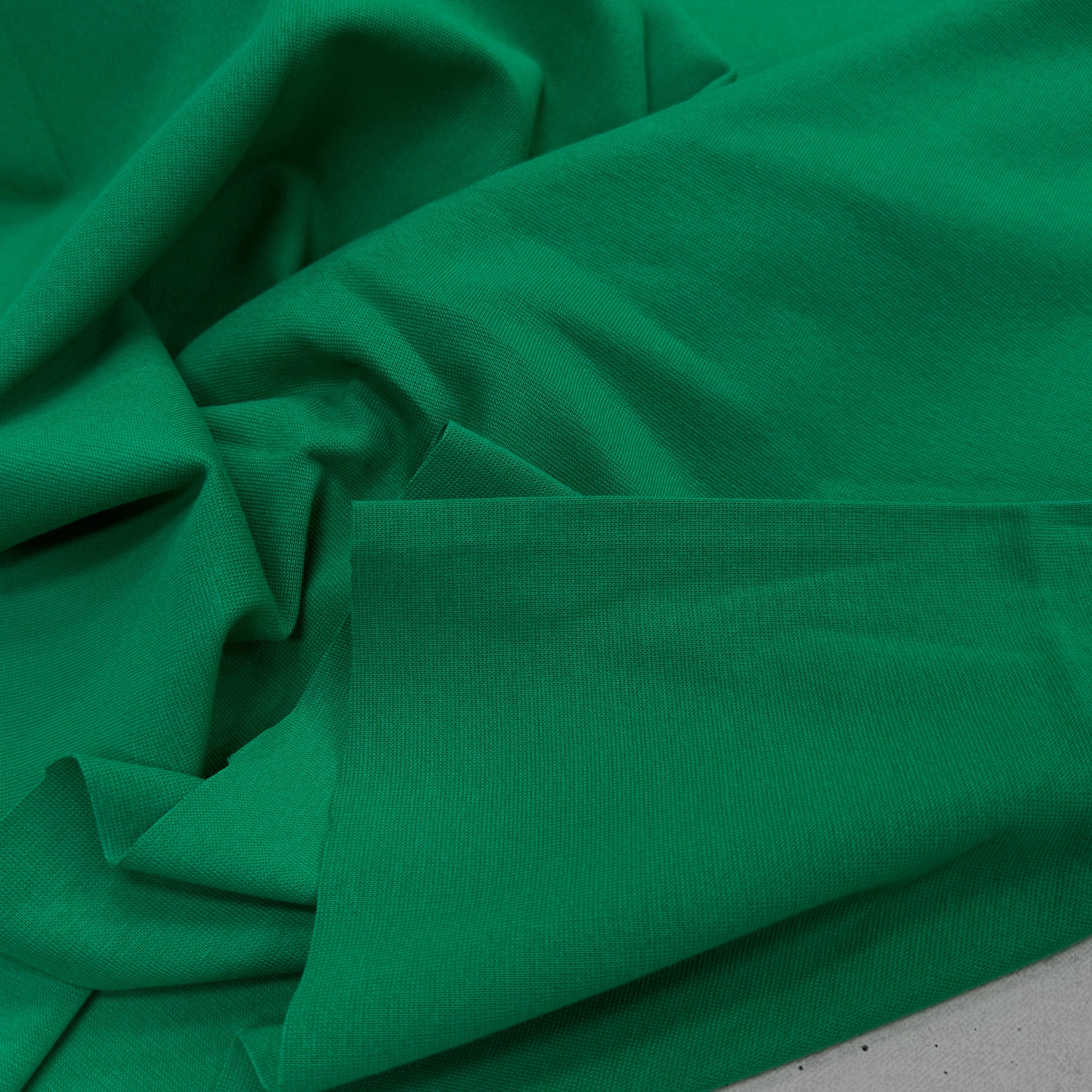 JERSEY COTON 2% ÉLASTHANNE TUBULAIRE 70CM CÔTE 1X1 VERT FOREZ - My Little Coupon