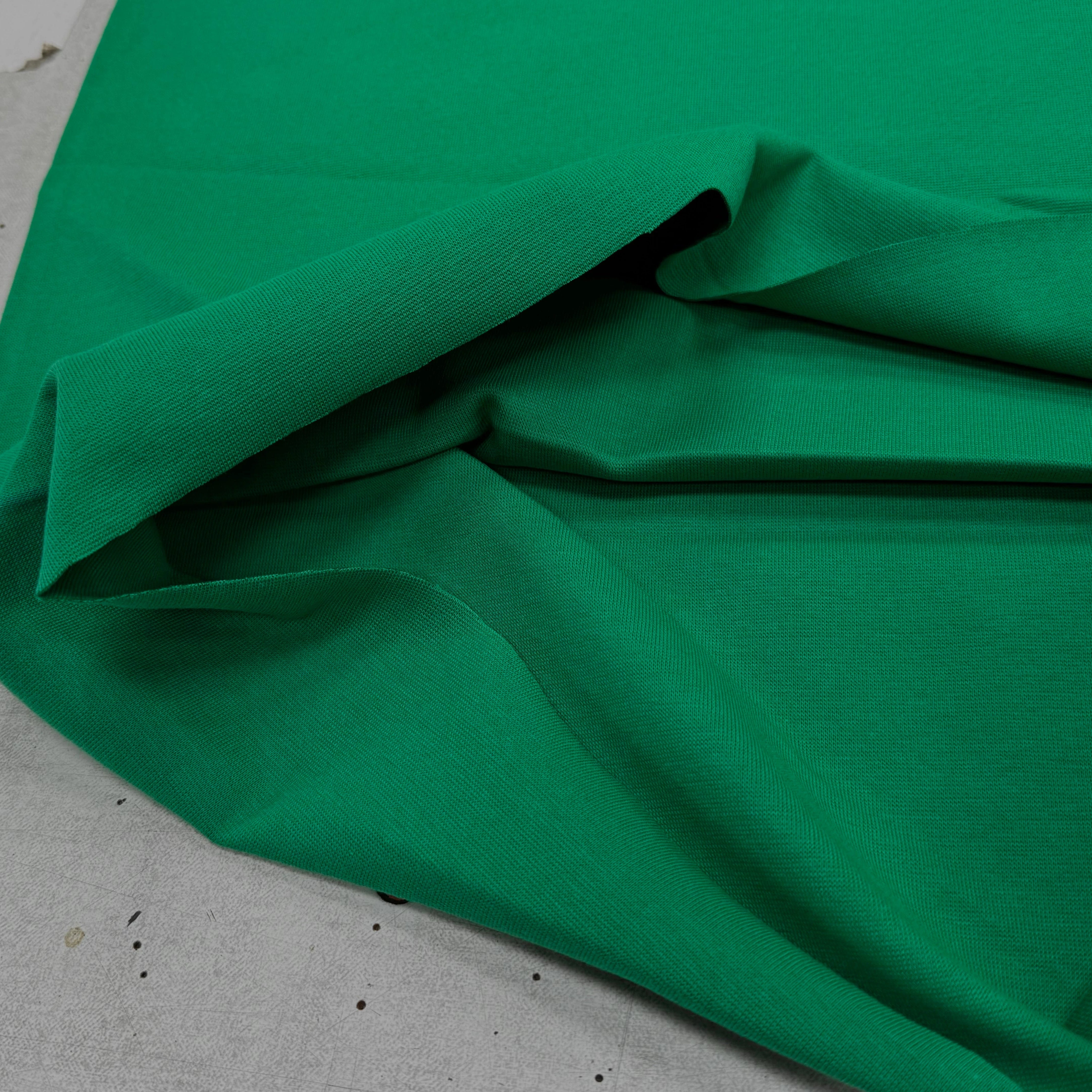 JERSEY COTON 2% ÉLASTHANNE TUBULAIRE 70CM CÔTE 1X1 VERT FOREZ - My Little Coupon