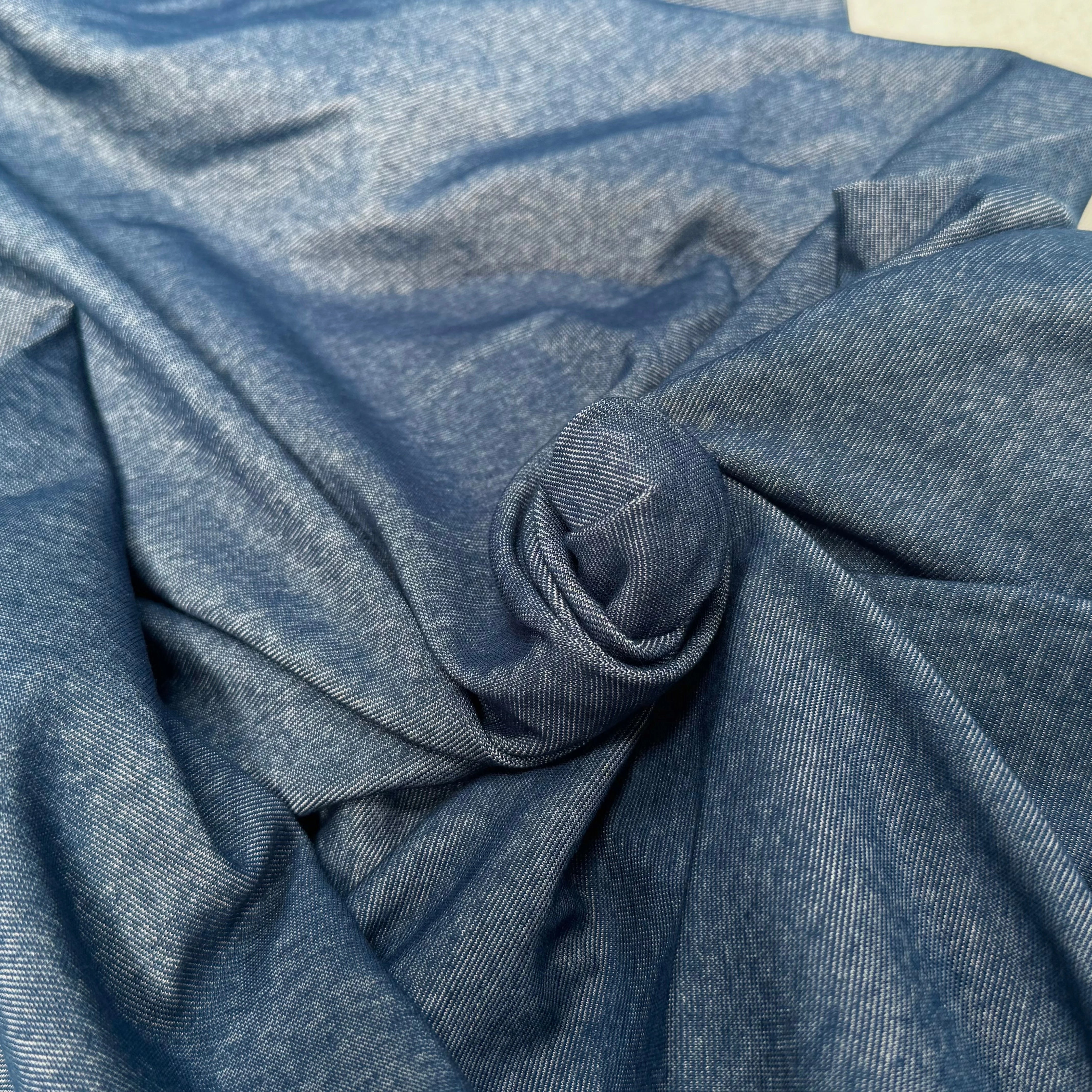 JERSEY COTON 2% ÉLASTHANNE TUBULAIRE 70CM CÔTE 1X1 VICTORY BLUE - My Little Coupon