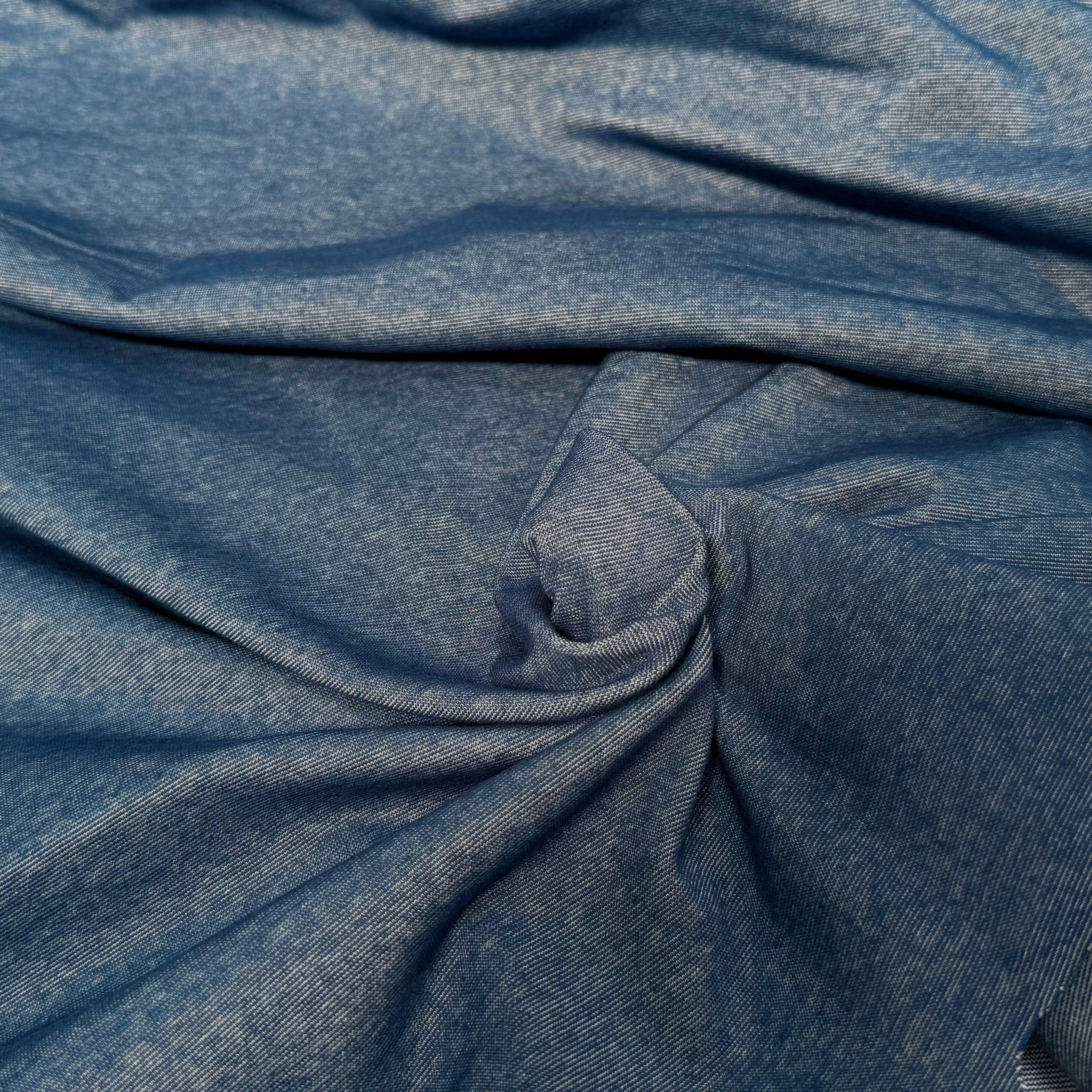 JERSEY COTON 2% ÉLASTHANNE TUBULAIRE 70CM CÔTE 1X1 VICTORY BLUE - My Little Coupon