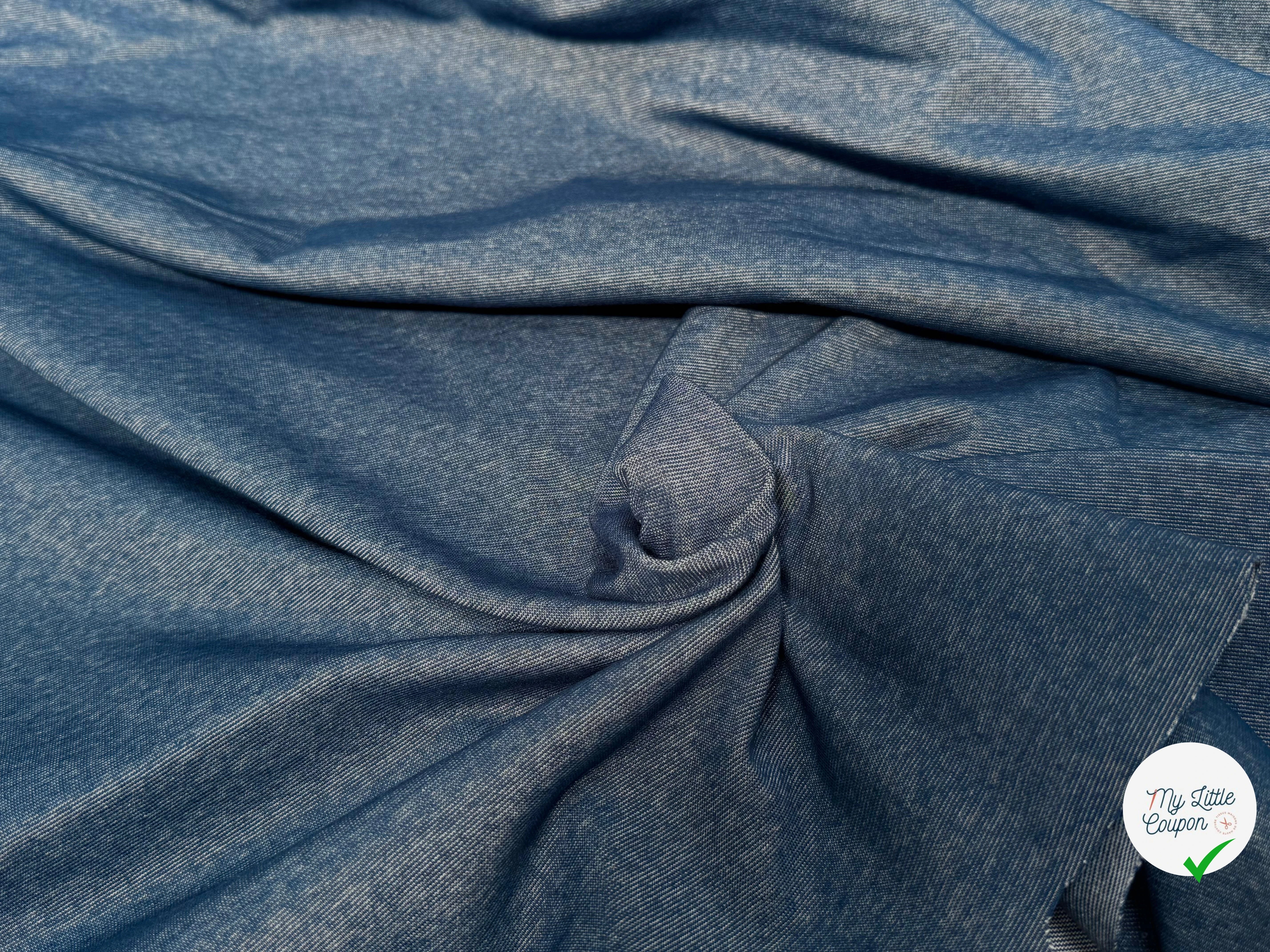 JERSEY COTON 2% ÉLASTHANNE TUBULAIRE 70CM CÔTE 1X1 VICTORY BLUE - My Little Coupon