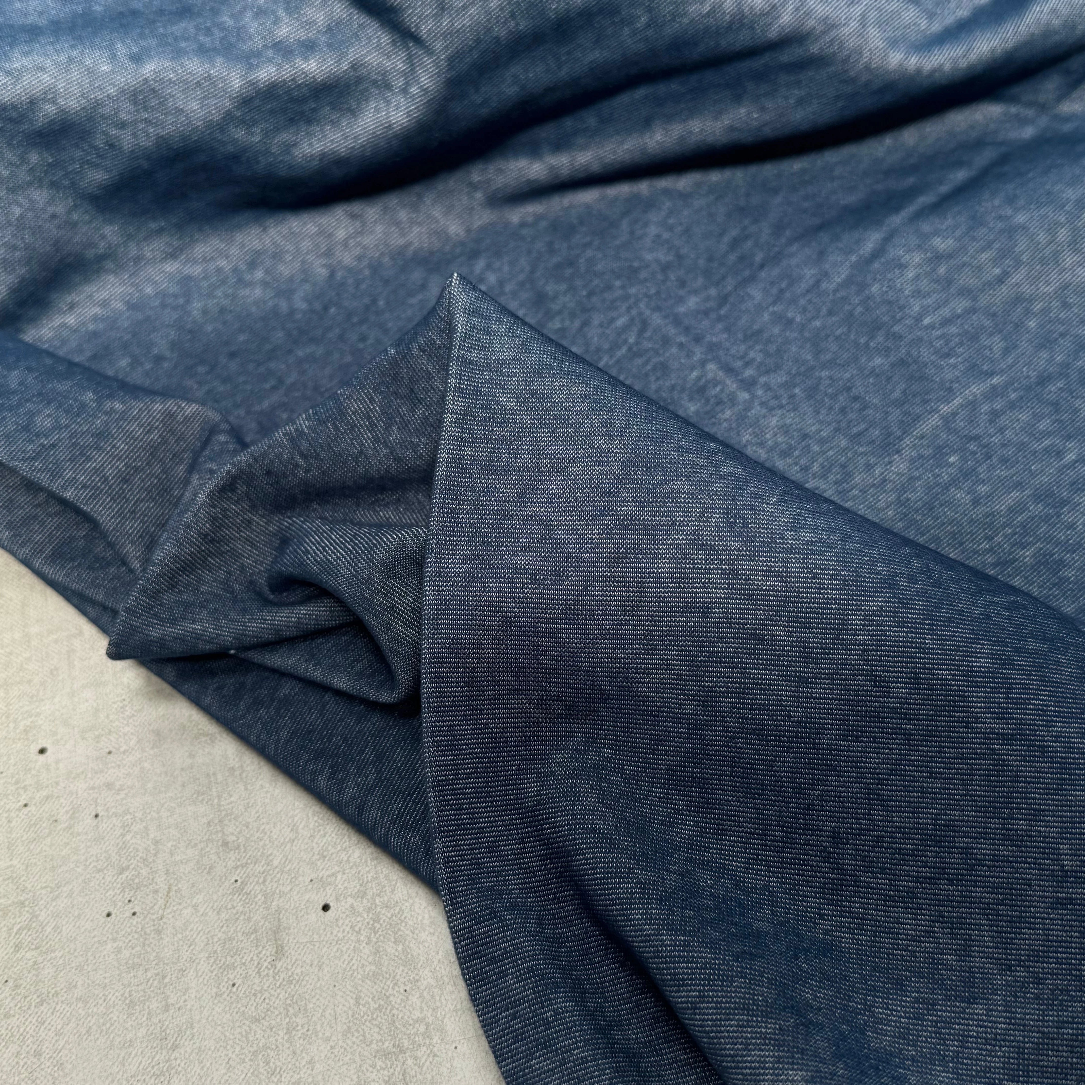 JERSEY COTON 2% ÉLASTHANNE TUBULAIRE 70CM CÔTE 1X1 VICTORY BLUE - My Little Coupon