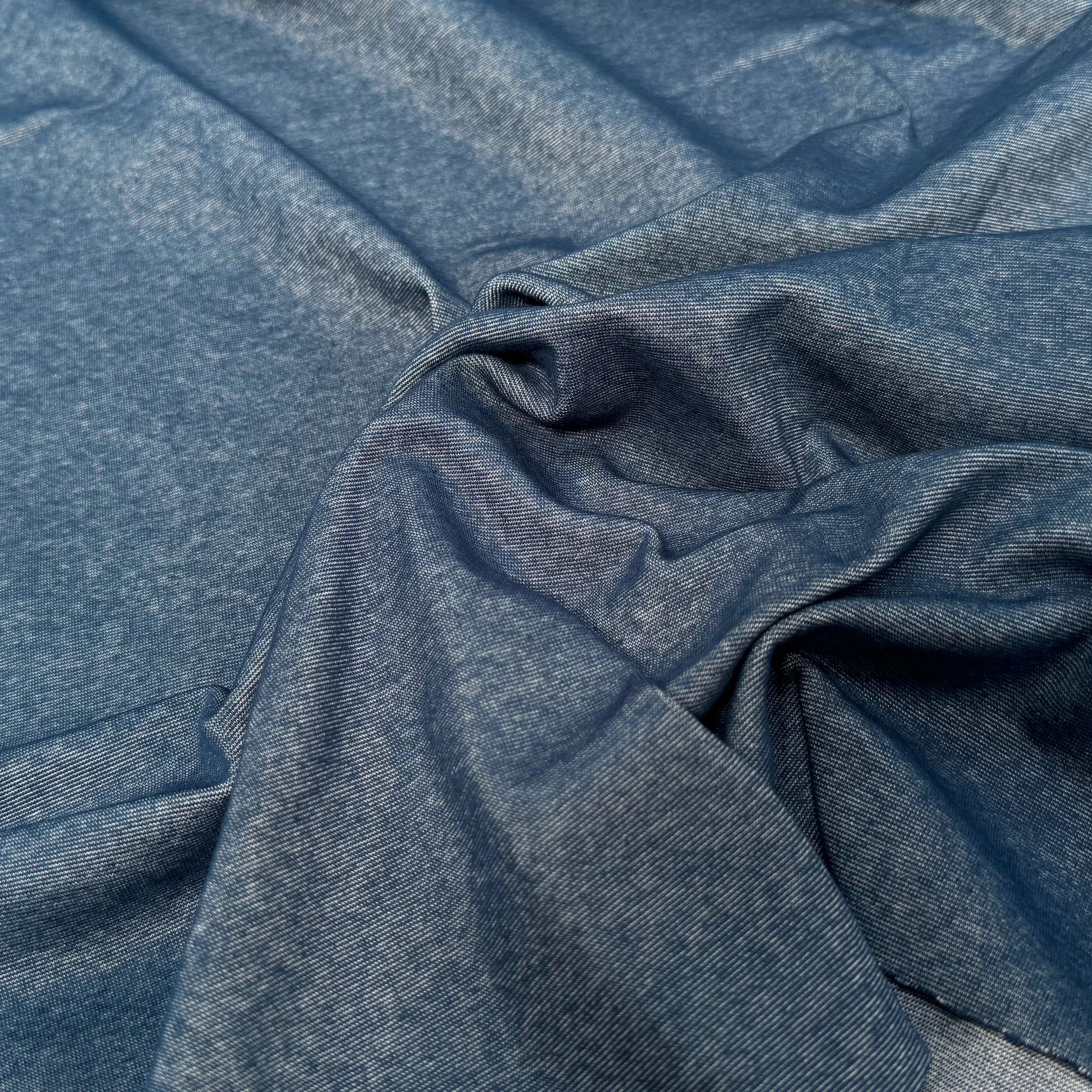 JERSEY COTON 2% ÉLASTHANNE TUBULAIRE 70CM CÔTE 1X1 VICTORY BLUE - My Little Coupon