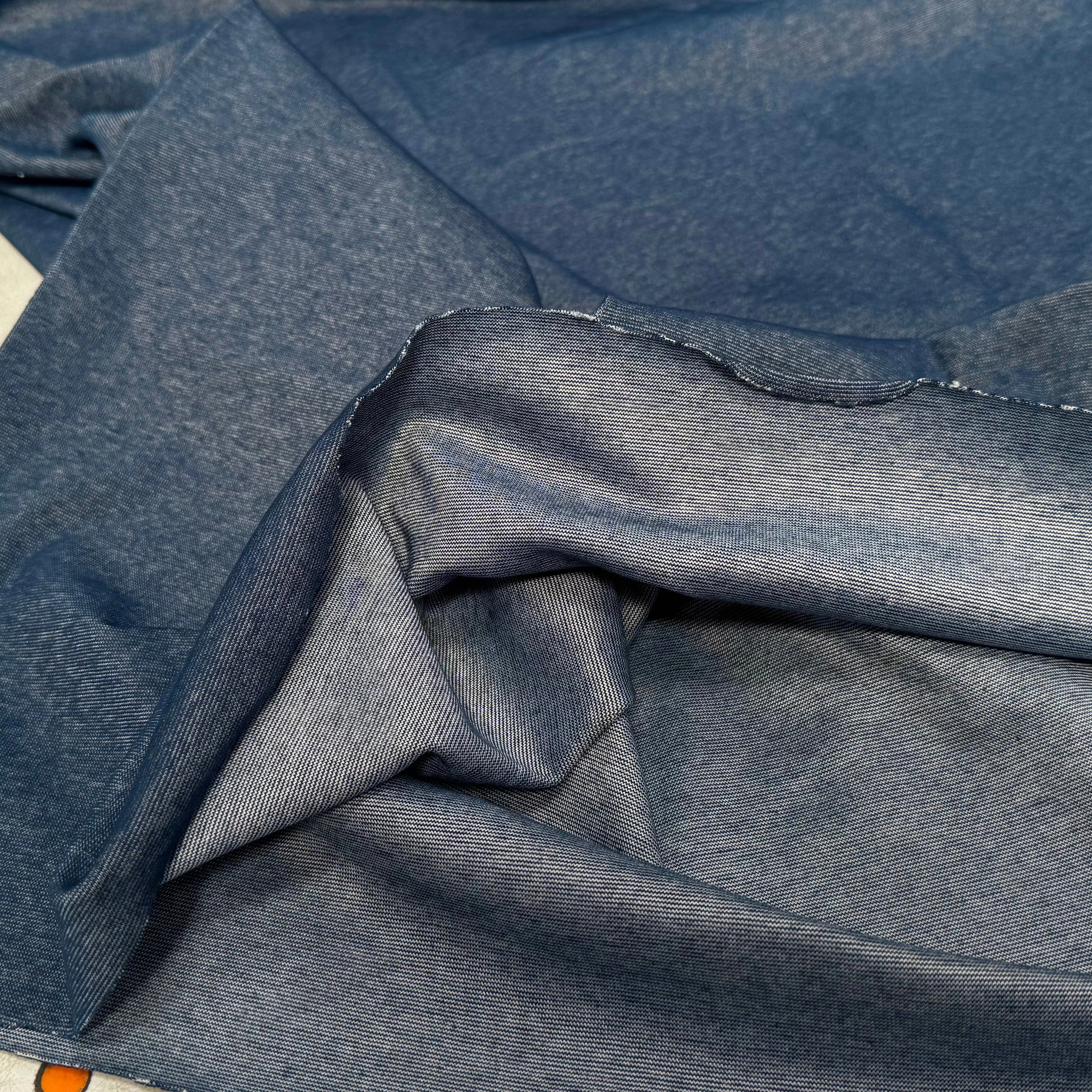 JERSEY COTON 2% ÉLASTHANNE TUBULAIRE 70CM CÔTE 1X1 VICTORY BLUE - My Little Coupon