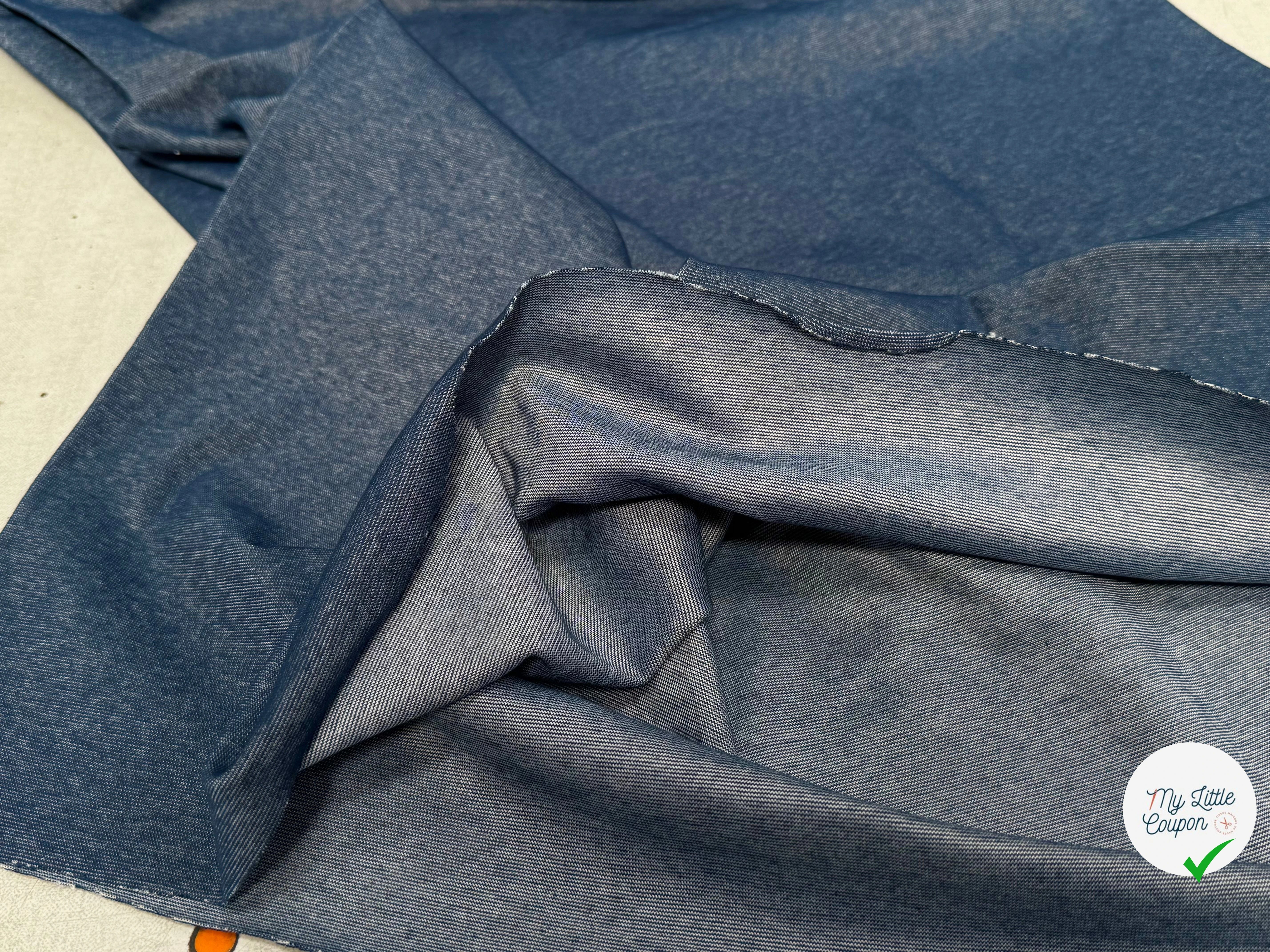 JERSEY COTON 2% ÉLASTHANNE TUBULAIRE 70CM CÔTE 1X1 VICTORY BLUE - My Little Coupon