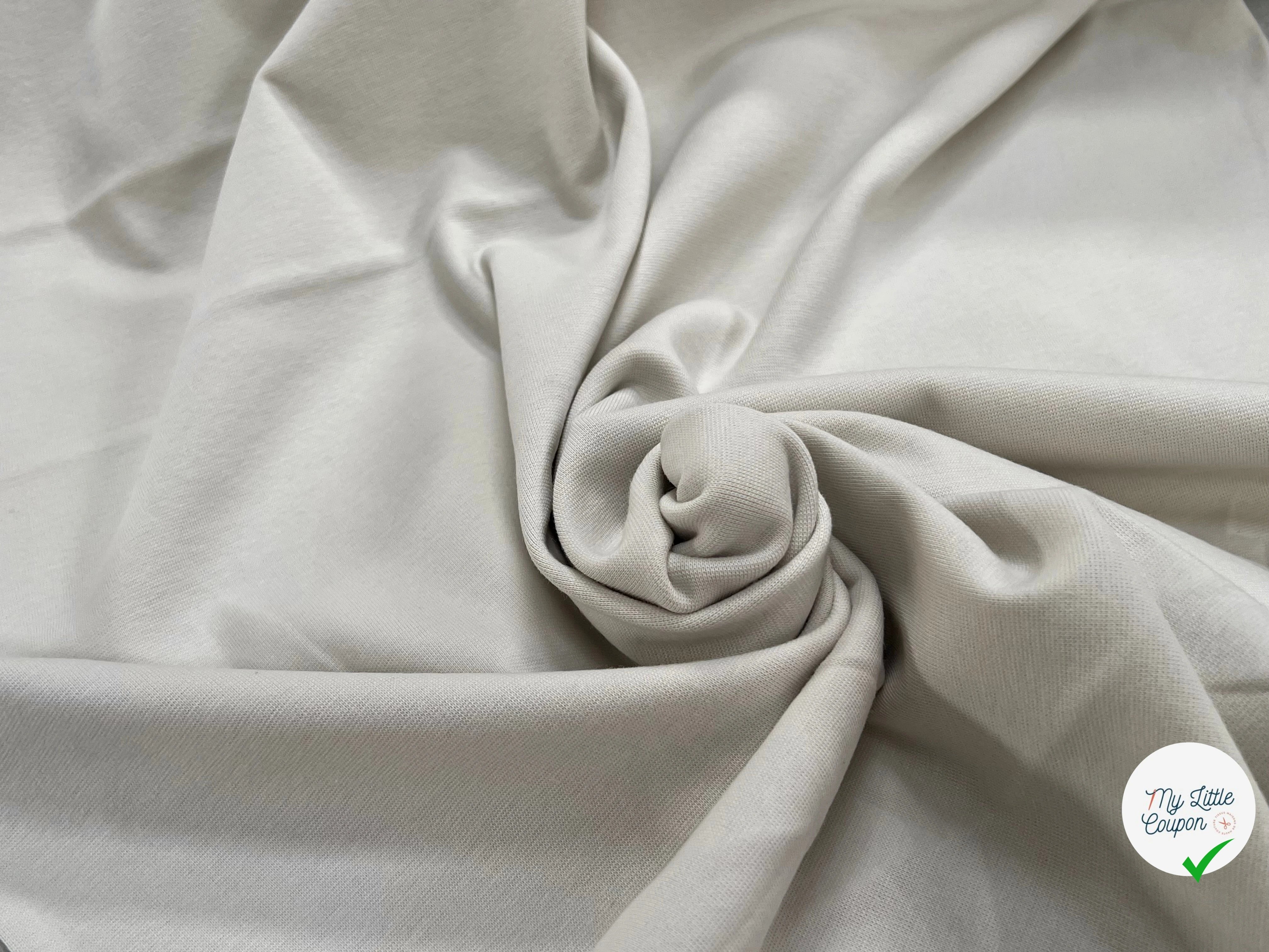JERSEY COTON 2% ÉLASTHANNE TUBULAIRE 70CM CÔTE 1X1 WHITE ONYX - My Little Coupon