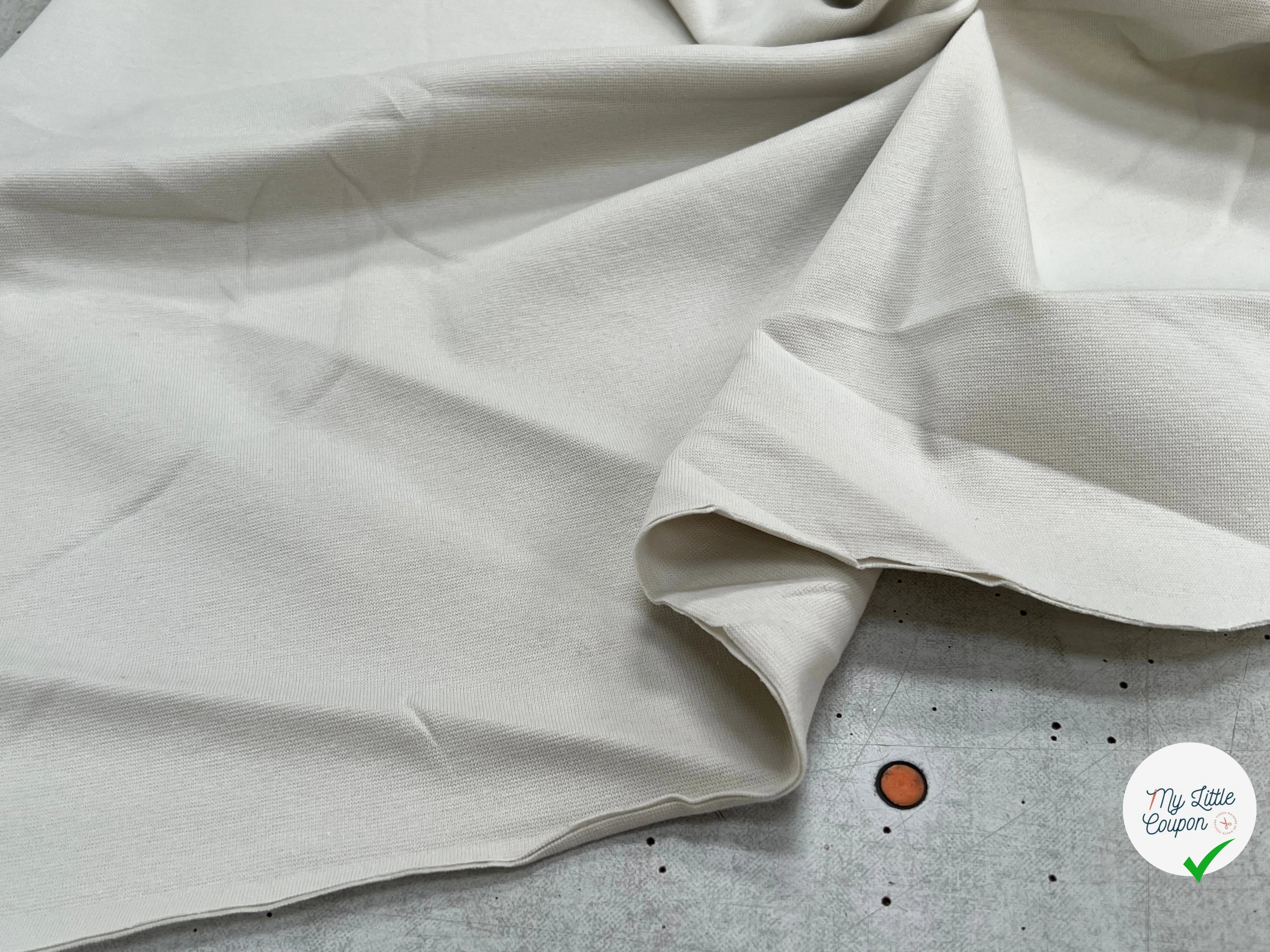 JERSEY COTON 2% ÉLASTHANNE TUBULAIRE 70CM CÔTE 1X1 WHITE ONYX - My Little Coupon