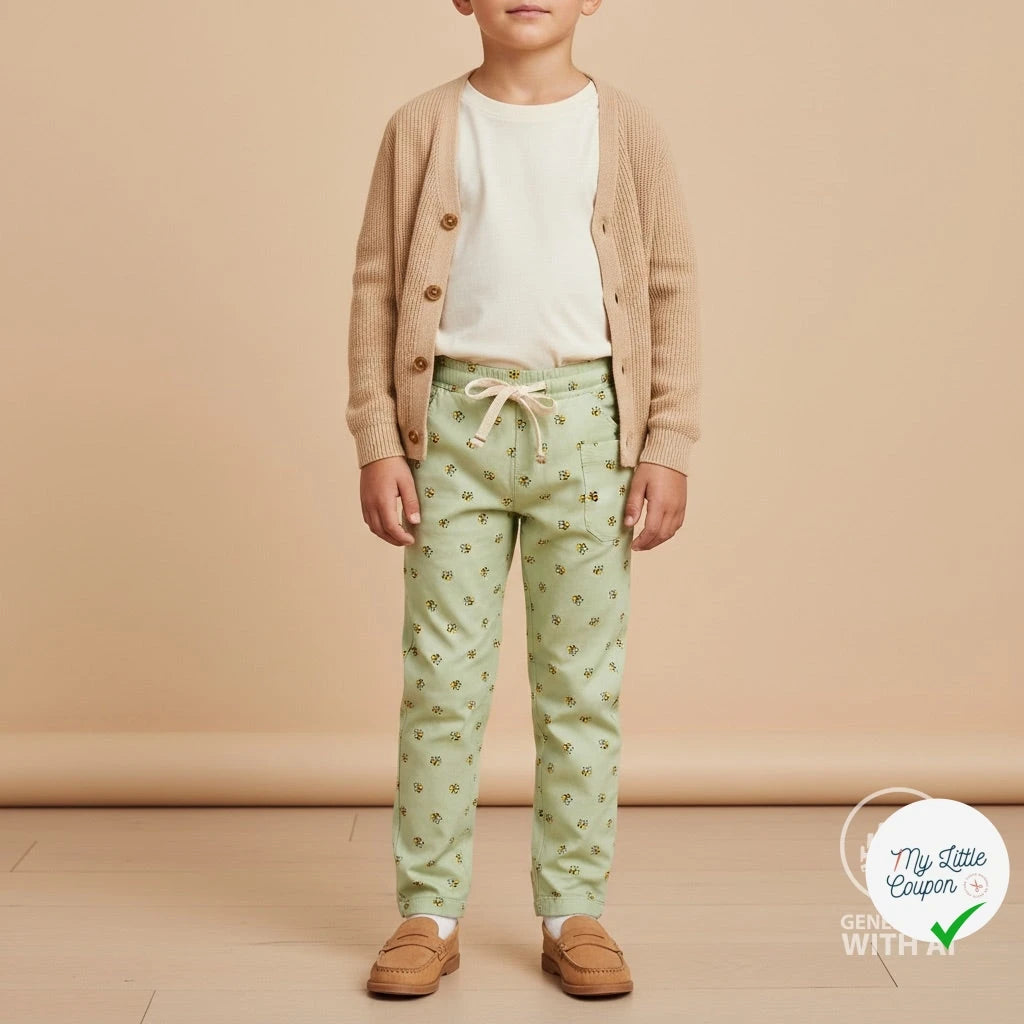 JERSEY COTON 5% ELASTHANNE MOTIFS ABEILLES FOND VERT - My Little Coupon