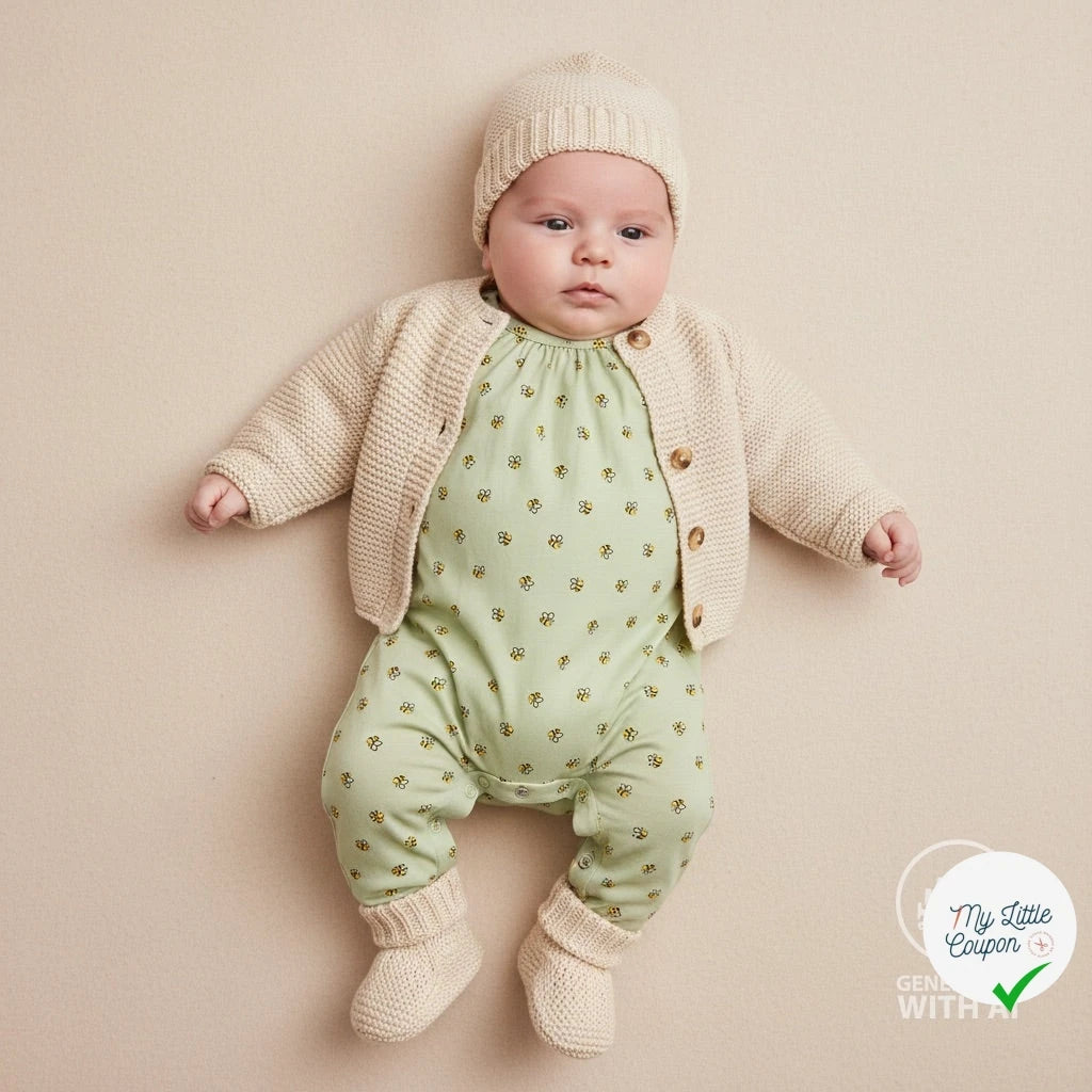 JERSEY COTON 5% ELASTHANNE MOTIFS ABEILLES FOND VERT - My Little Coupon