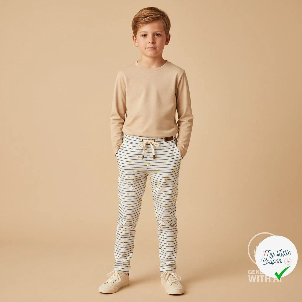 JERSEY COTON 5% ELASTHANNE MOTIFS CITRONS À RAYURES - My Little Coupon
