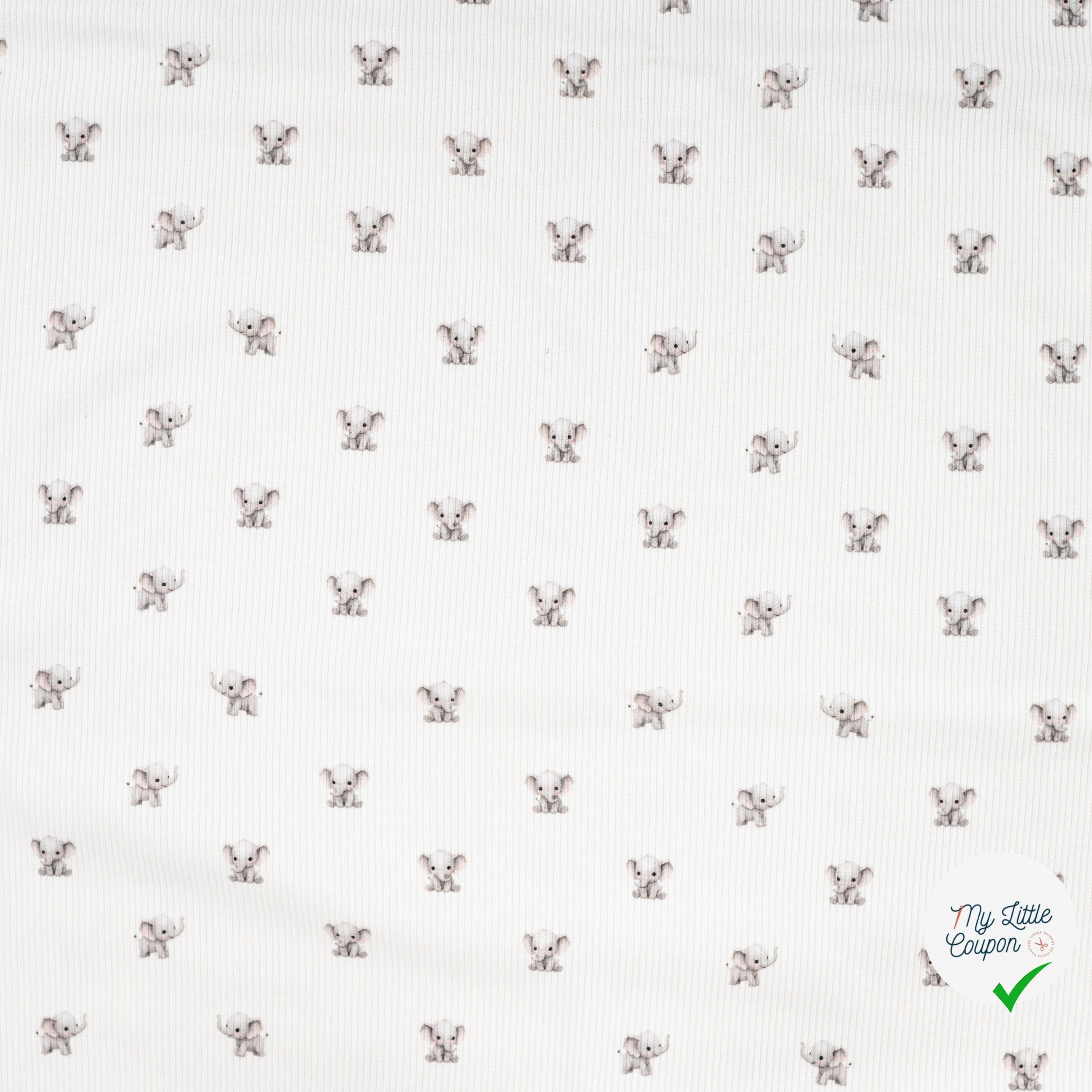 JERSEY COTON 5% ELASTHANNE MOTIFS PETITS ÉLÉPHANTS - My Little Coupon