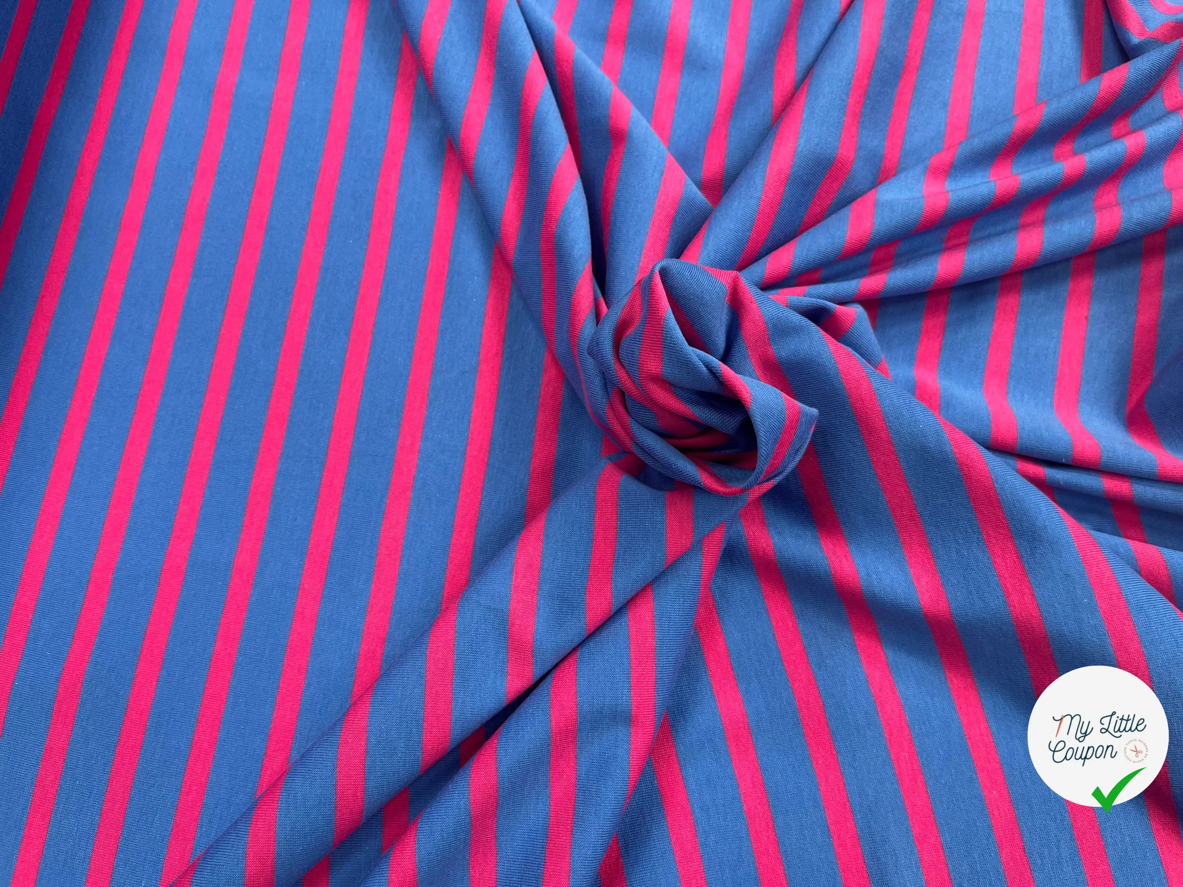 JERSEY COTON MARINIÈRE RIVIERA PIVOINE MADE IN FRANCE - My Little Coupon