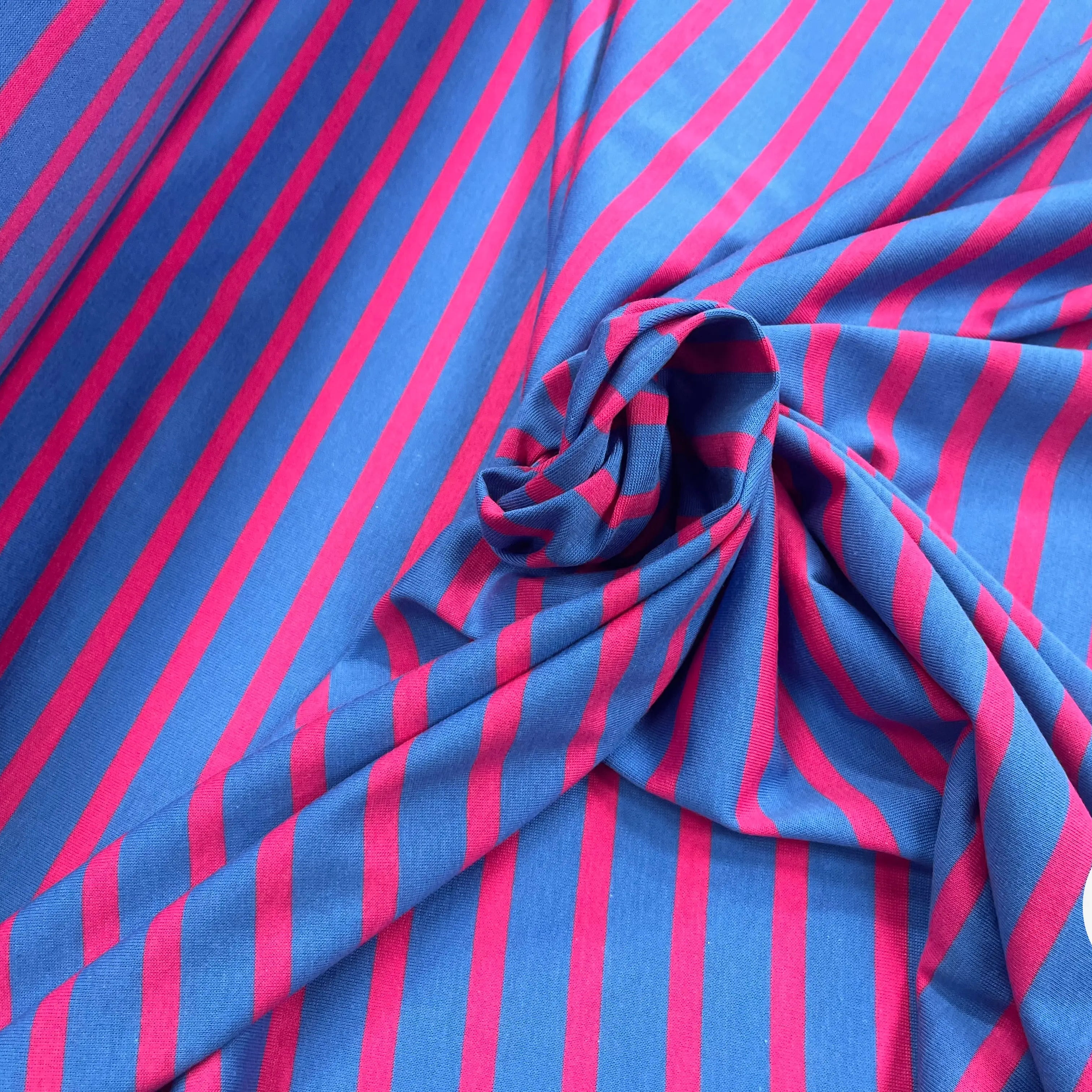 JERSEY COTON MARINIÈRE RIVIERA PIVOINE MADE IN FRANCE - My Little Coupon