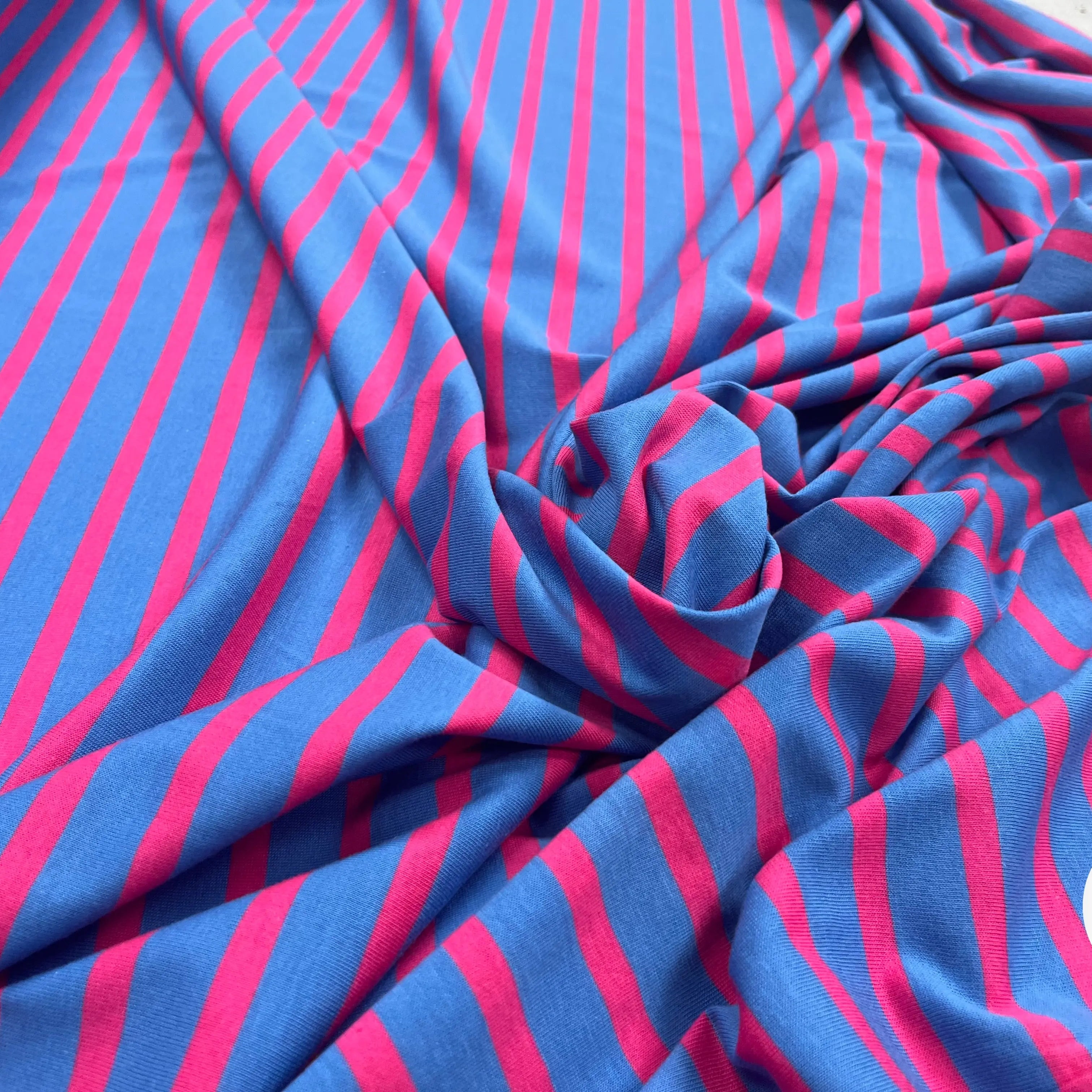 JERSEY COTON MARINIÈRE RIVIERA PIVOINE MADE IN FRANCE - My Little Coupon