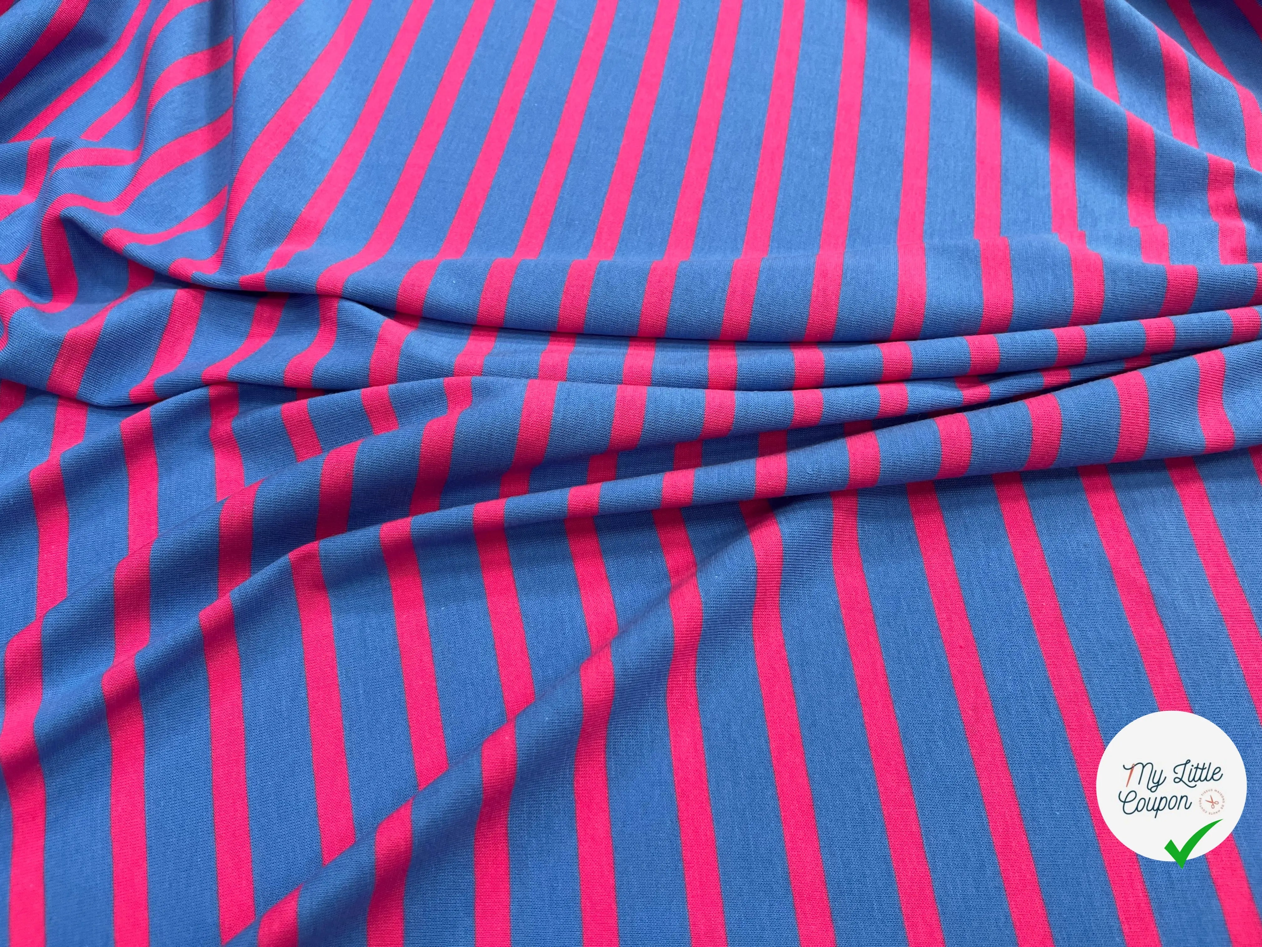 JERSEY COTON MARINIÈRE RIVIERA PIVOINE MADE IN FRANCE - My Little Coupon