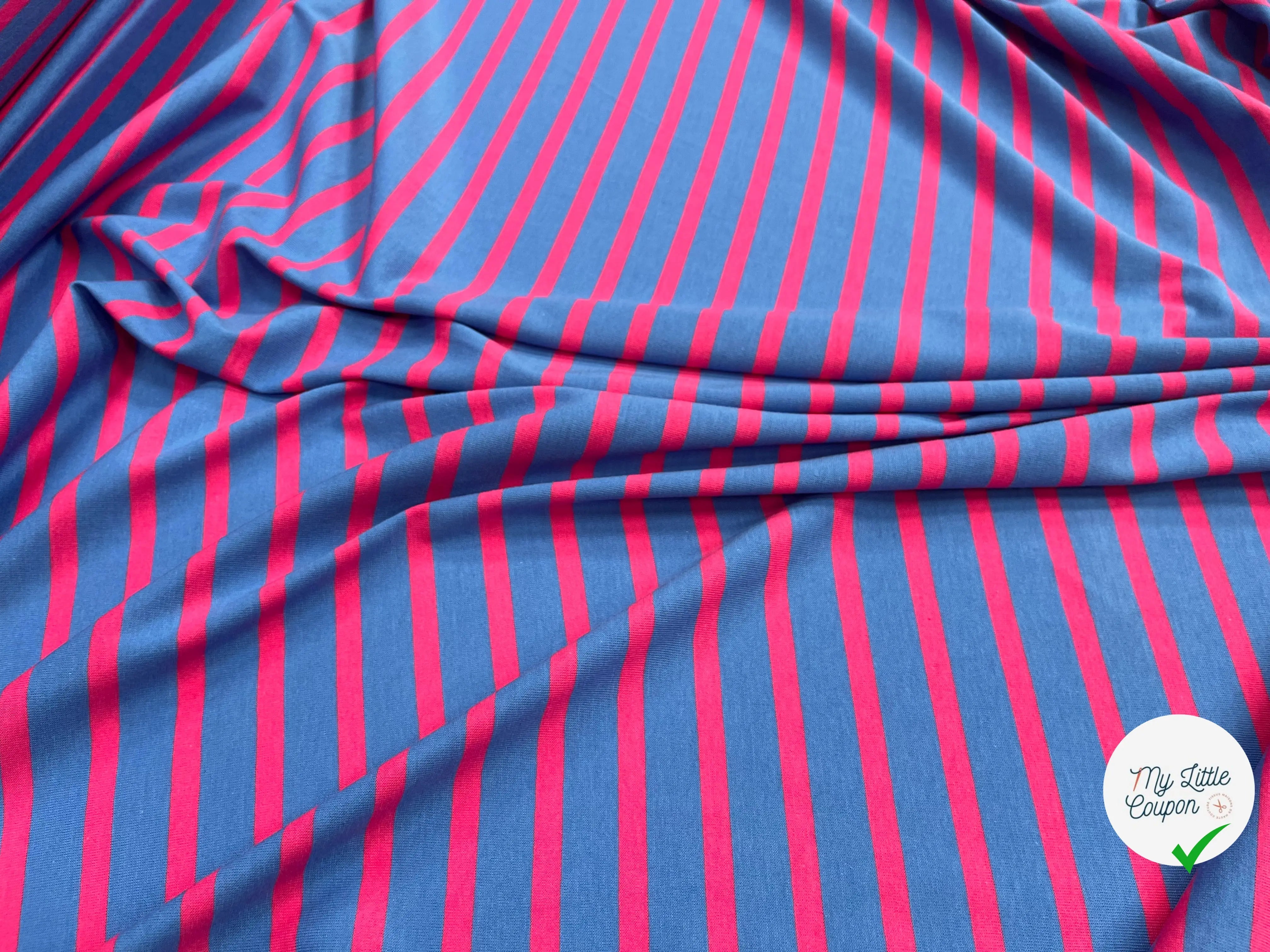 JERSEY COTON MARINIÈRE RIVIERA PIVOINE MADE IN FRANCE - My Little Coupon