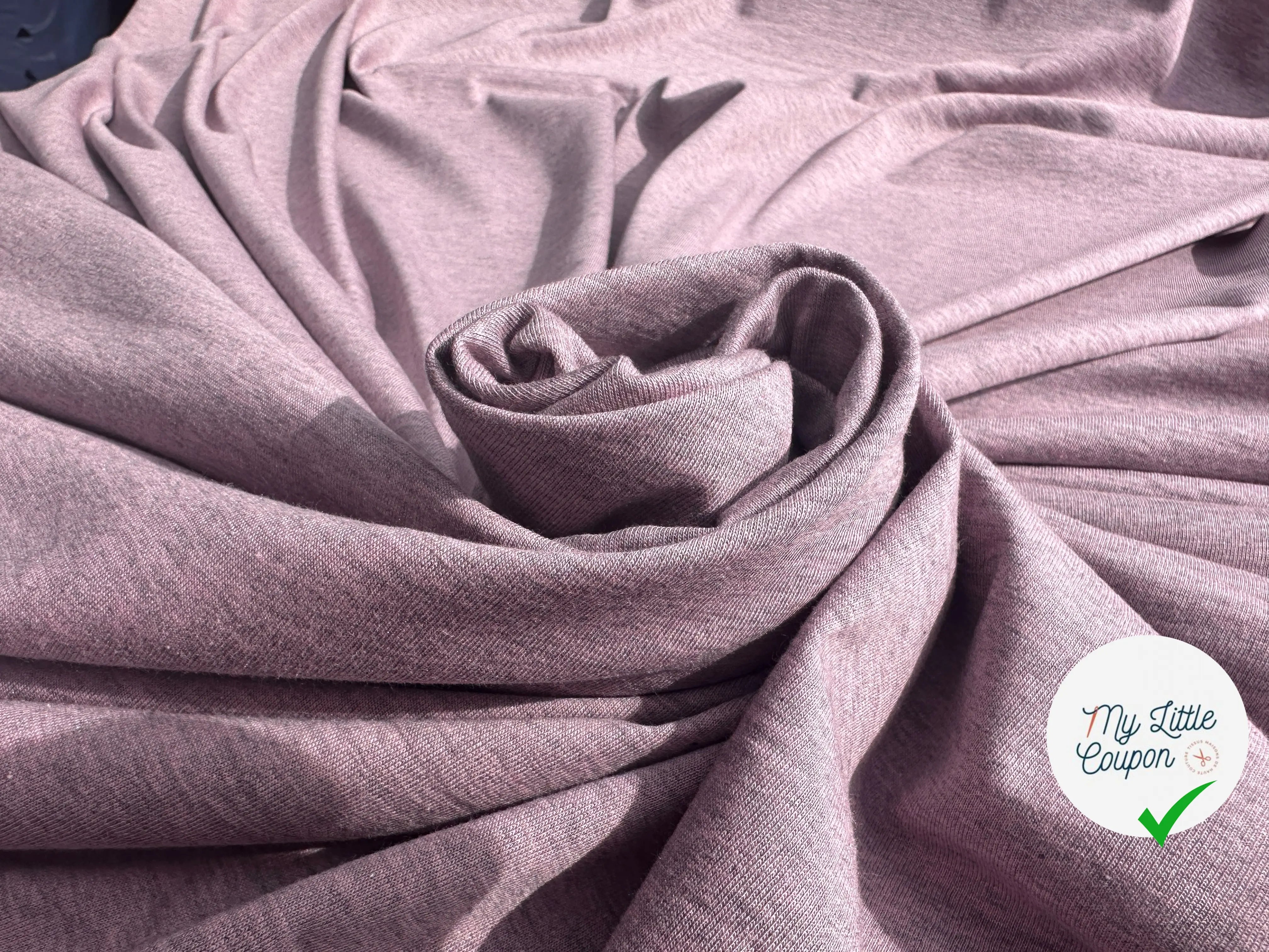 JERSEY COTON SOIE ROSE CHINÉ GRIS - My Little Coupon