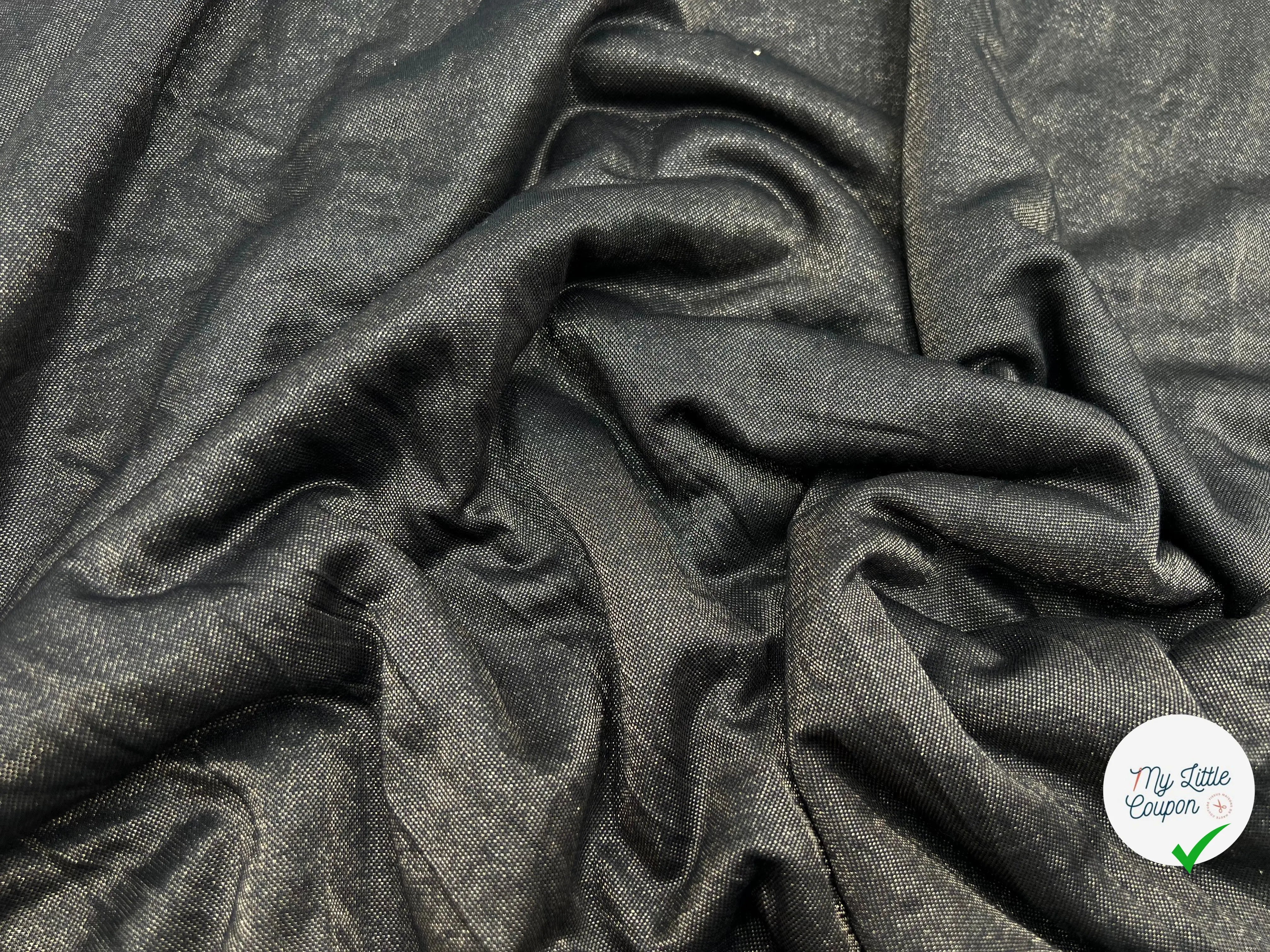 JERSEY COUTURE TRÈS FLUIDE NOIR MÉTALLISÉ GOLD - coupon de tissu de 3 mètres - My Little Coupon - tissu - coudre