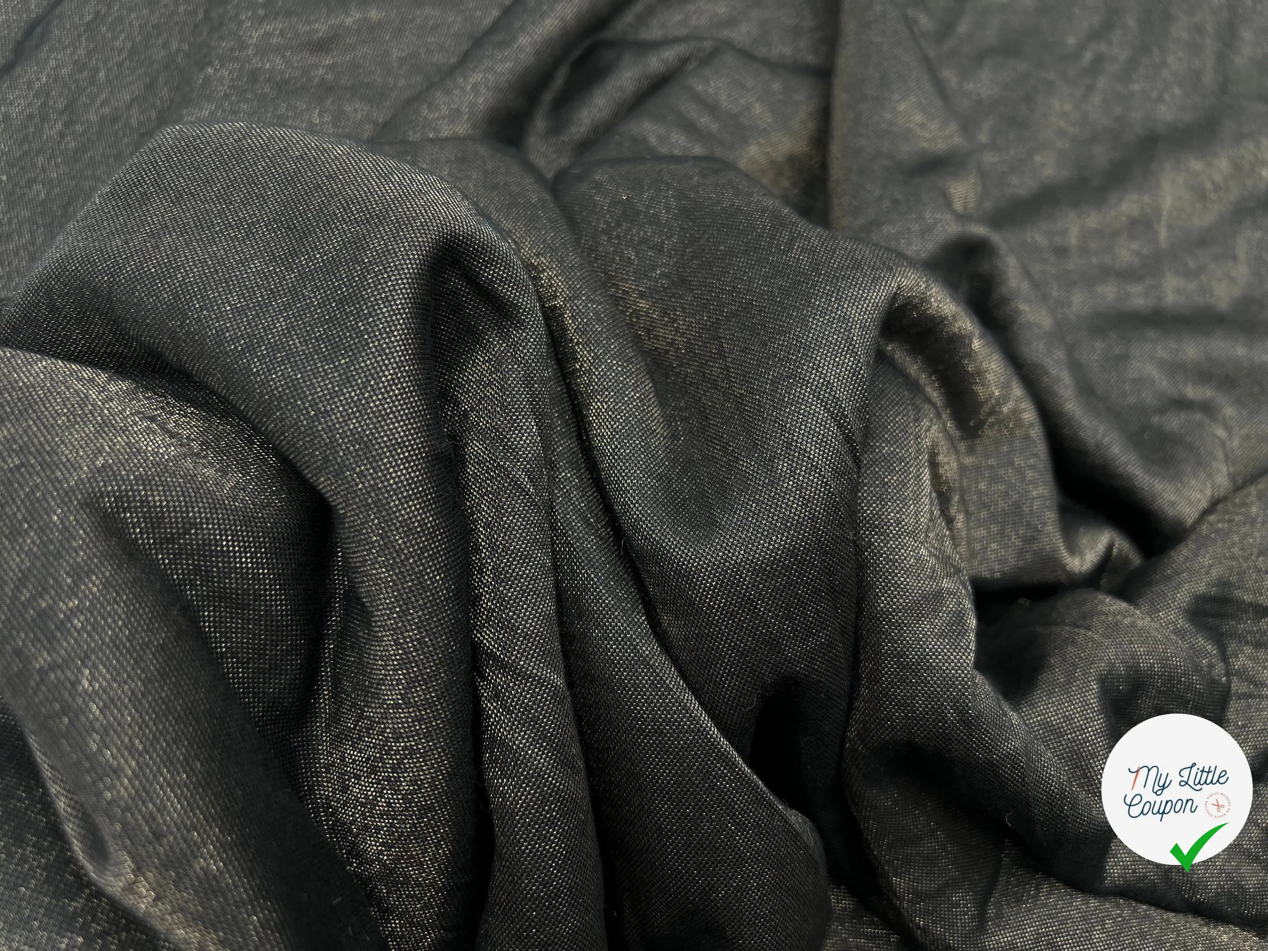 JERSEY COUTURE TRÈS FLUIDE NOIR MÉTALLISÉ GOLD - coupon de tissu de 3 mètres - My Little Coupon - tissu - coudre