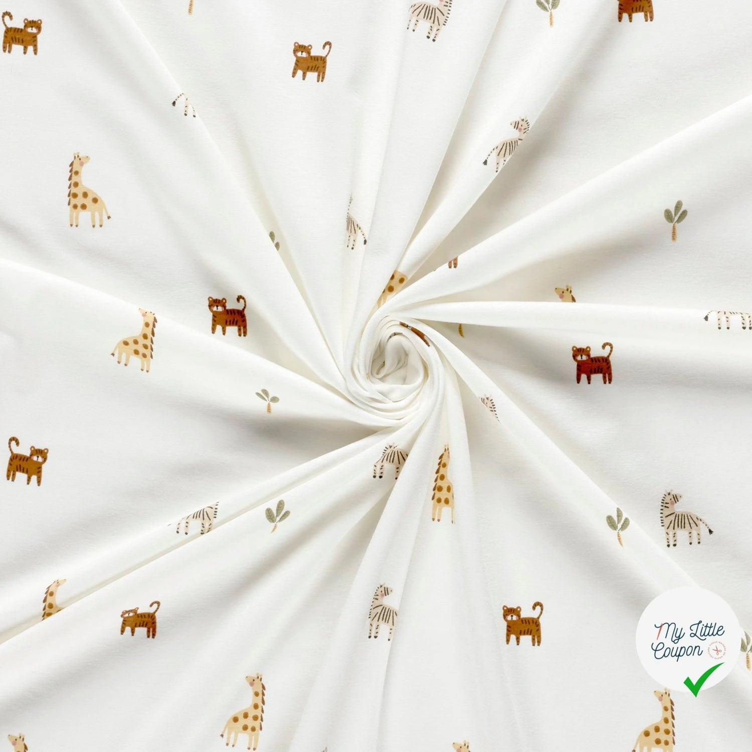 Jersey de coton animaux de la savane blanc cassé