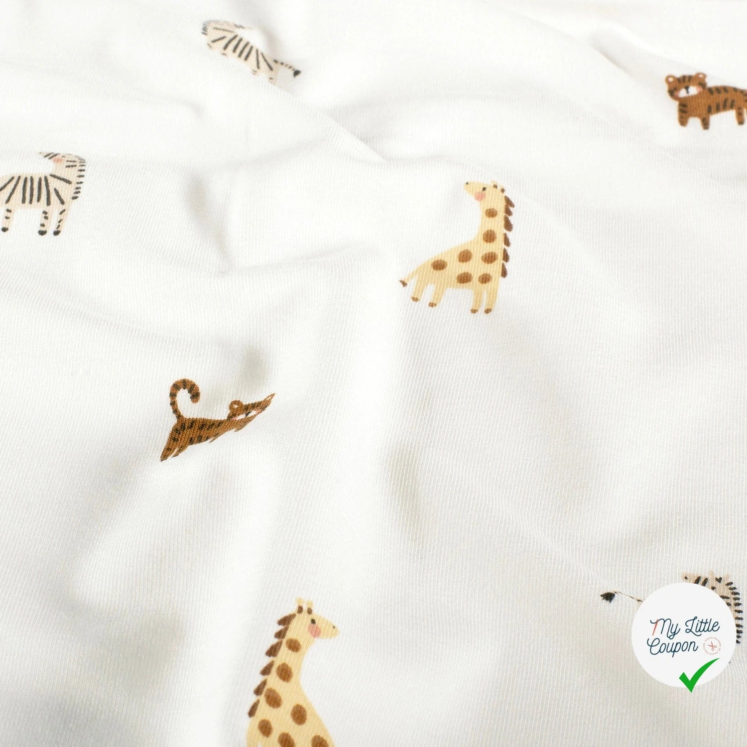 Jersey de coton animaux de la savane blanc cassé