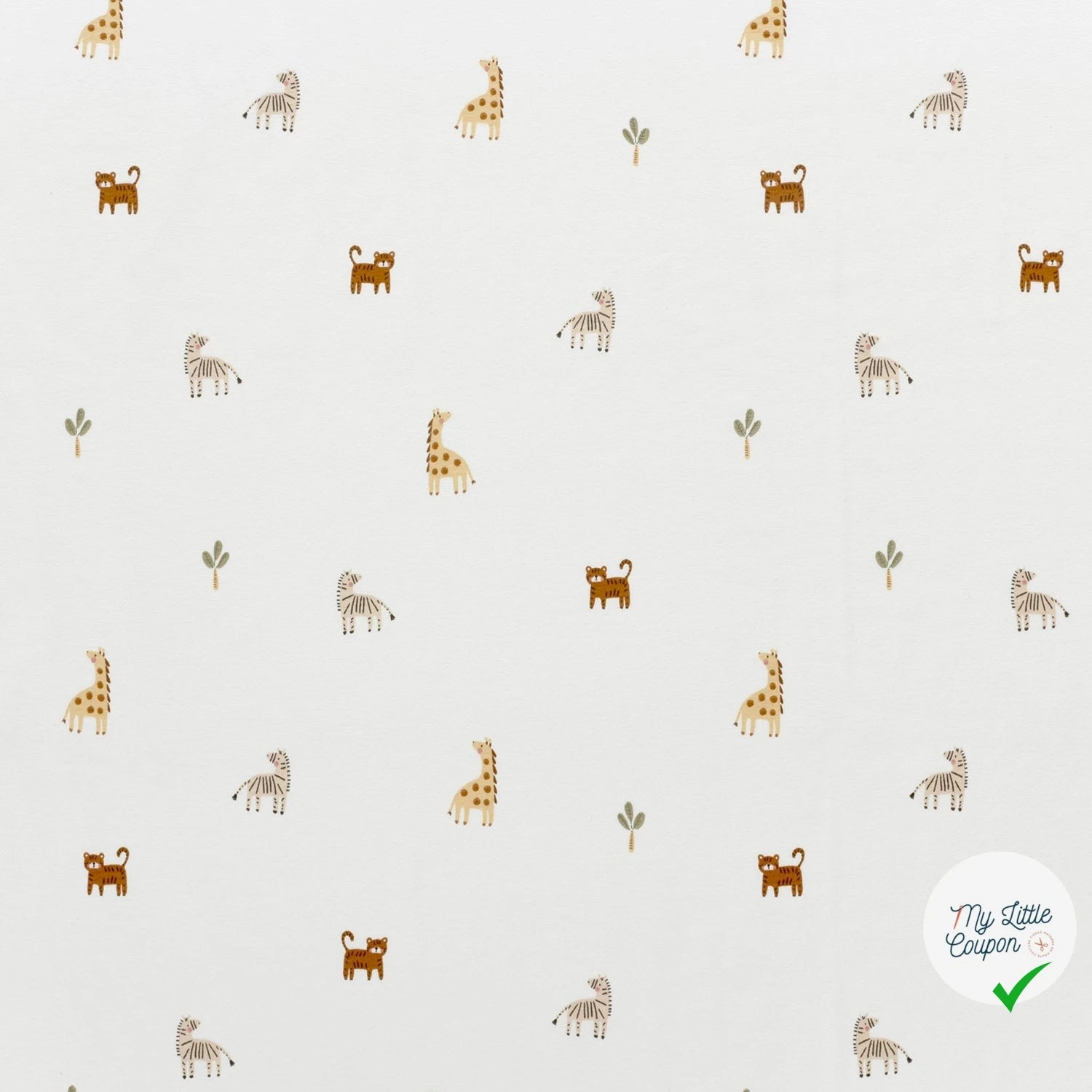 Jersey de coton animaux de la savane blanc cassé