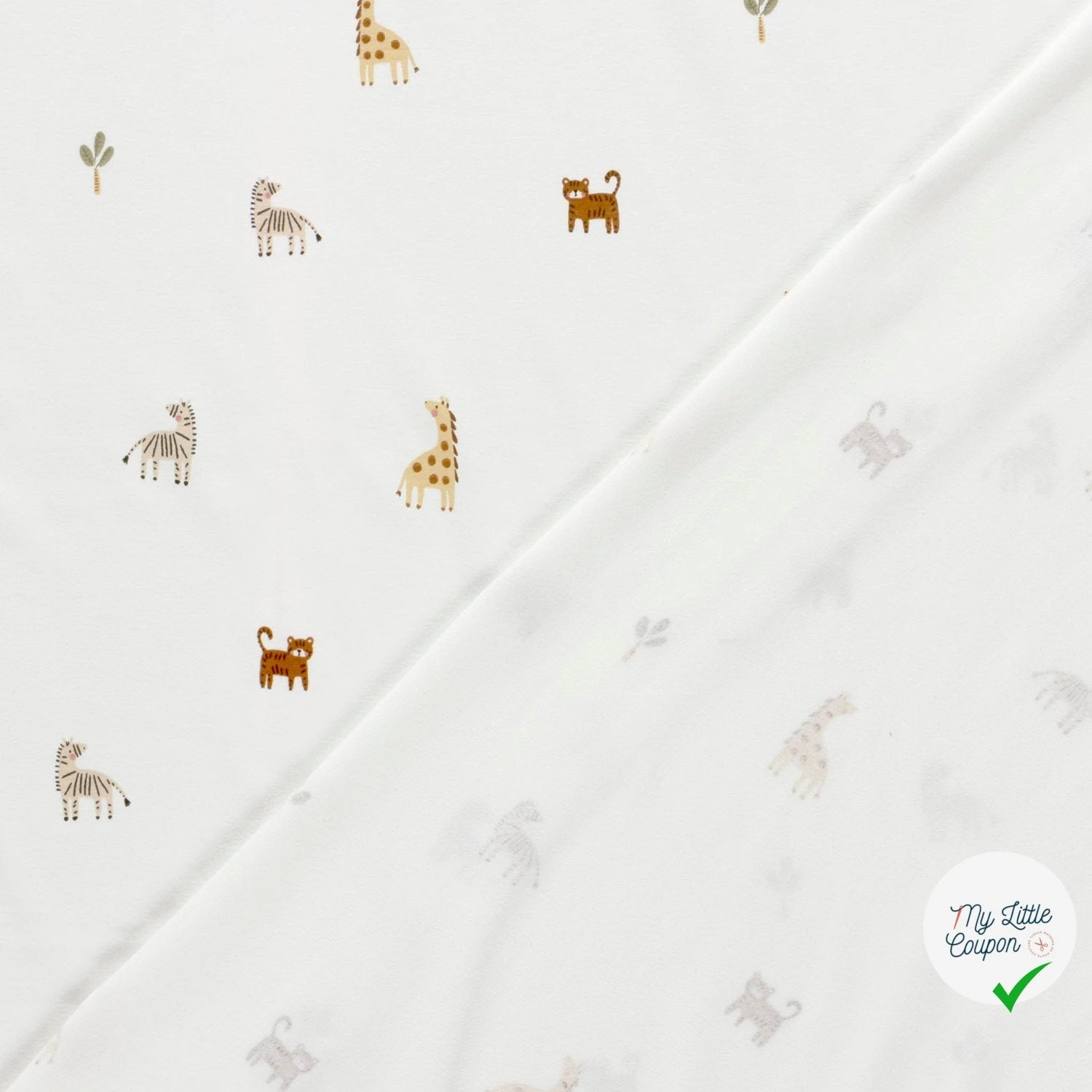 Jersey de coton animaux de la savane blanc cassé