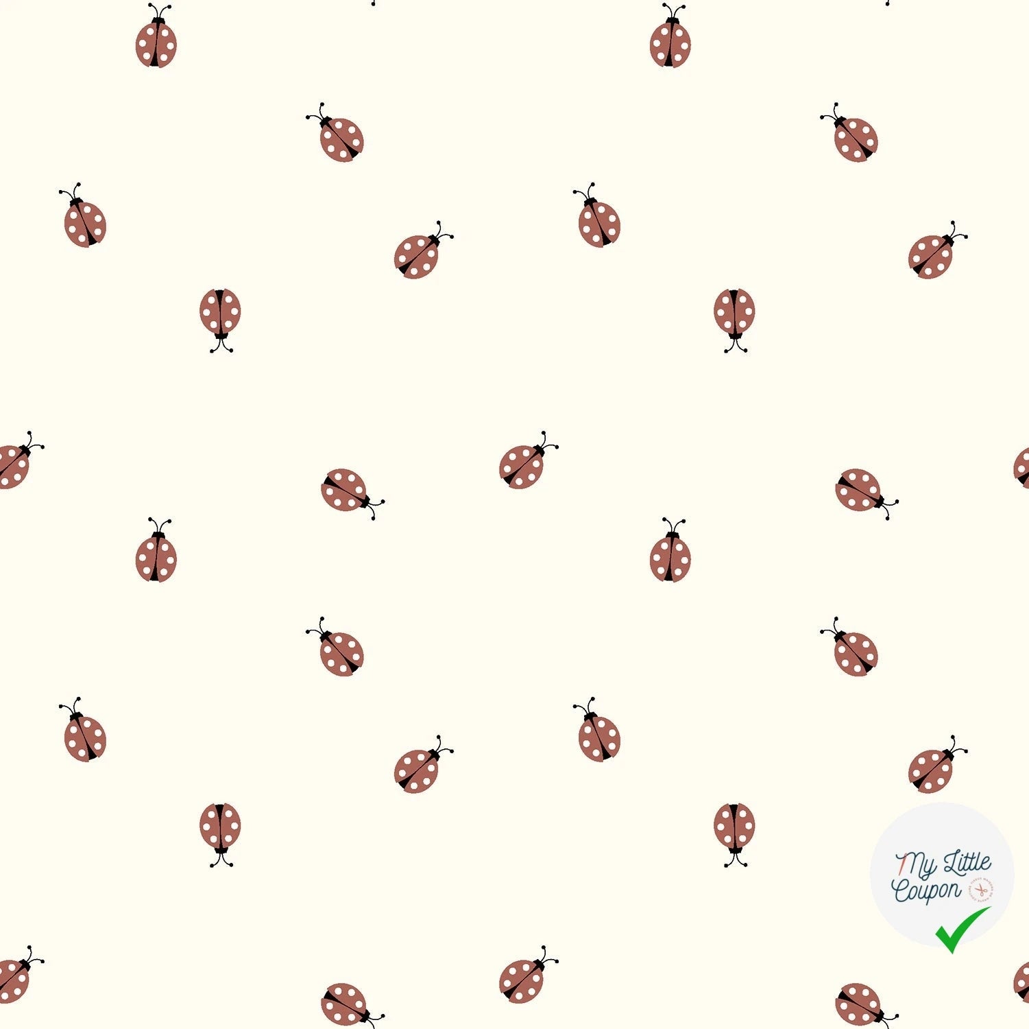 Jersey de coton coccinelles blanc cassé