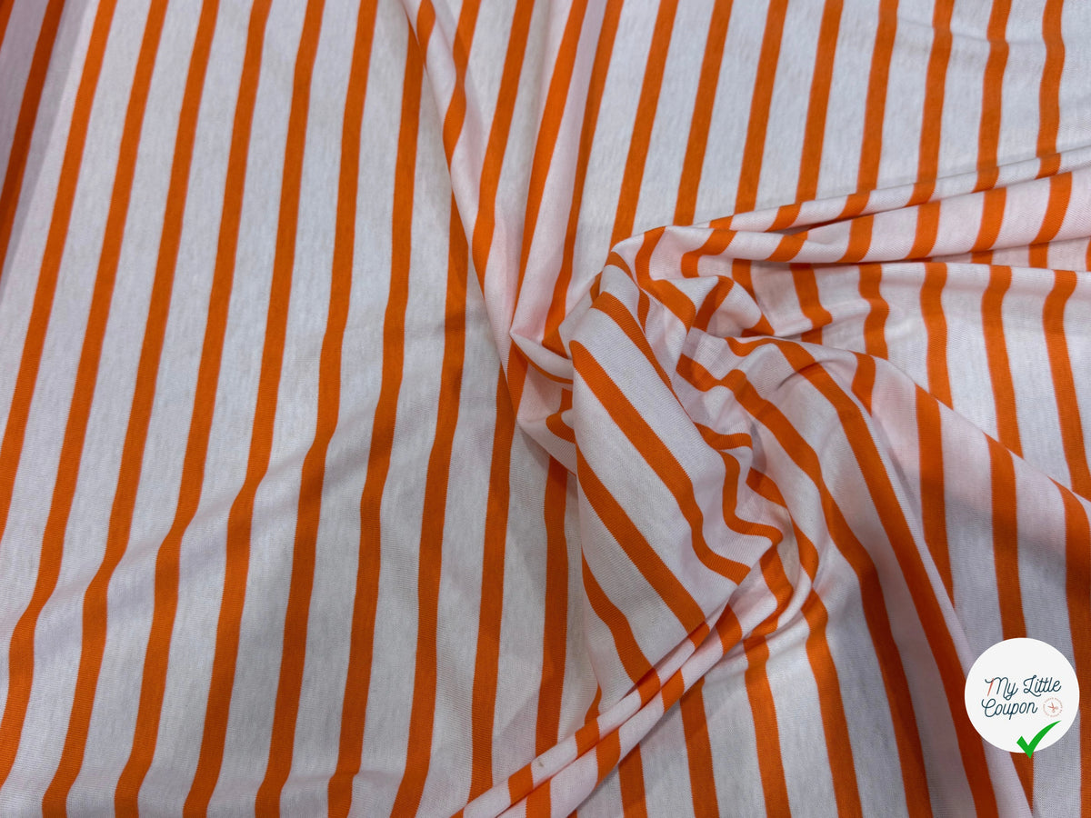 JERSEY DE COTON DOUX STRETCH NEIGE ET ORANGE FLUO FABRICATION RÉGION DE TROYES 🇫🇷 - My Little Coupon