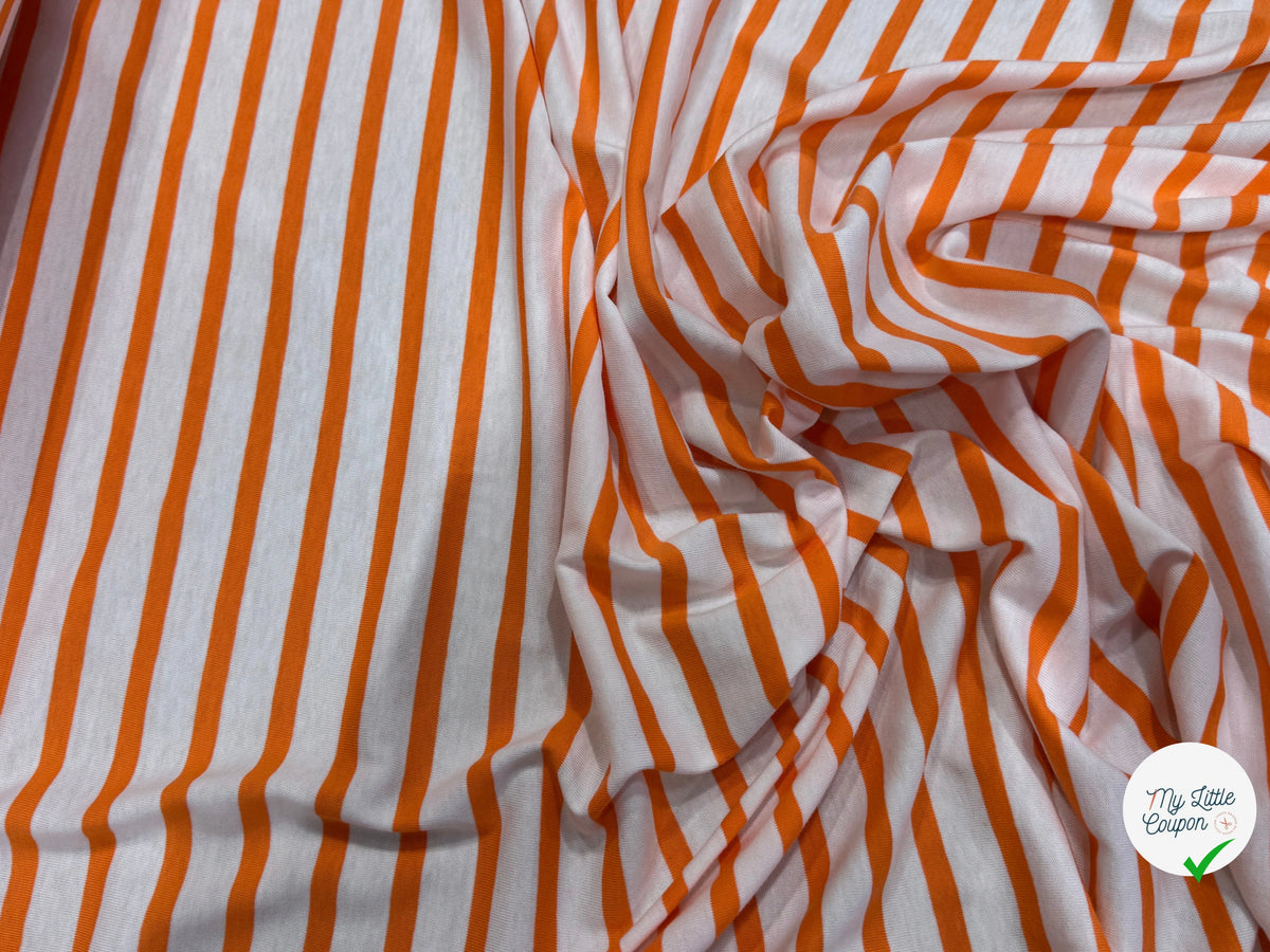 JERSEY DE COTON DOUX STRETCH NEIGE ET ORANGE FLUO FABRICATION RÉGION DE TROYES 🇫🇷 - My Little Coupon